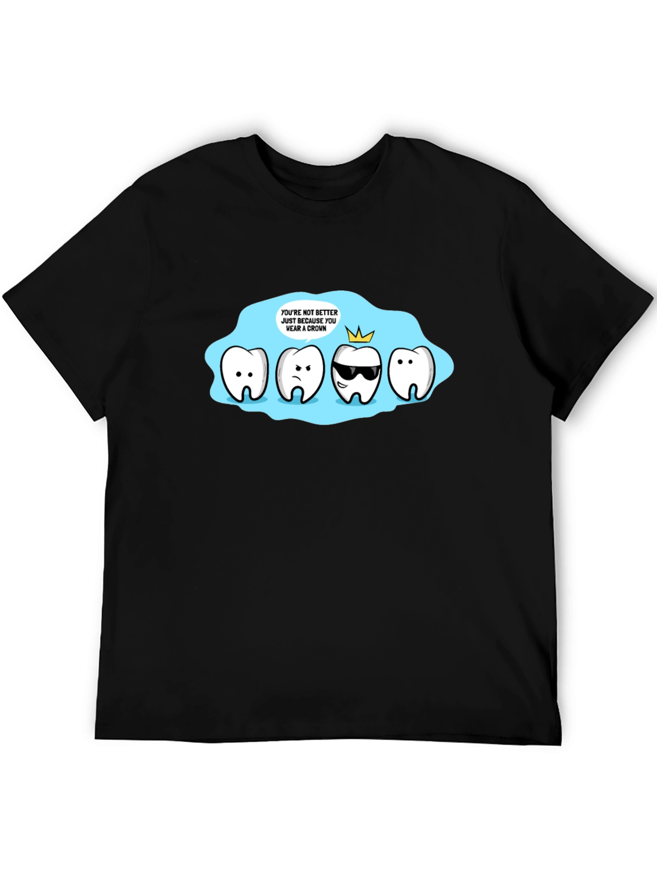 Crown Cartoon Graphic Black T-Shirt