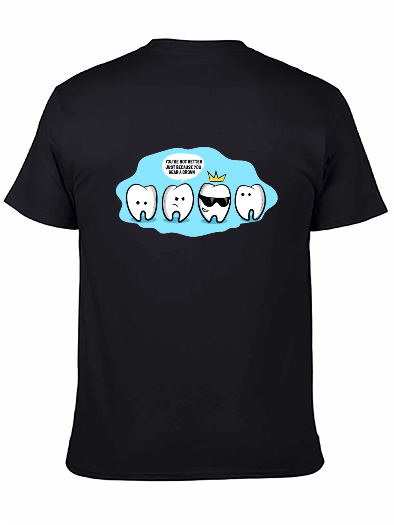 Crown Cartoon Graphic Black T-Shirt
