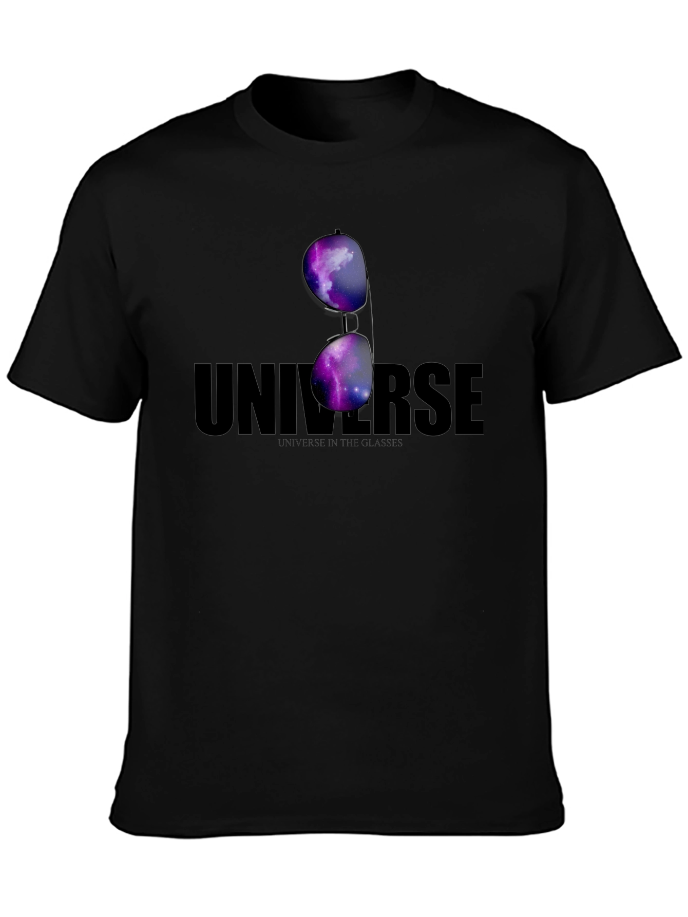 Universe in Glasses T-Shirt - Cosmic Galaxy Design