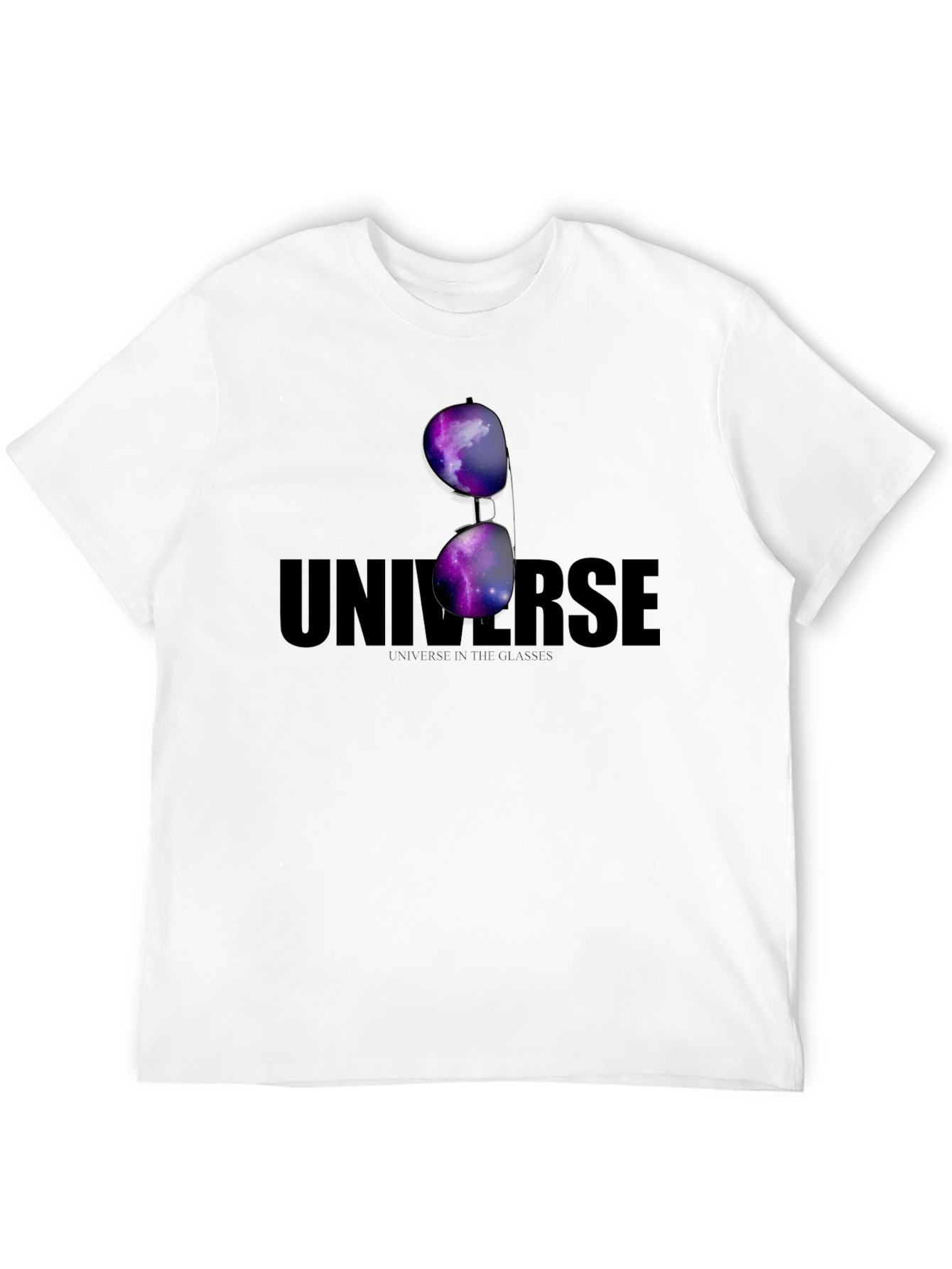 Universe in Glasses T-Shirt - Cosmic Galaxy Design