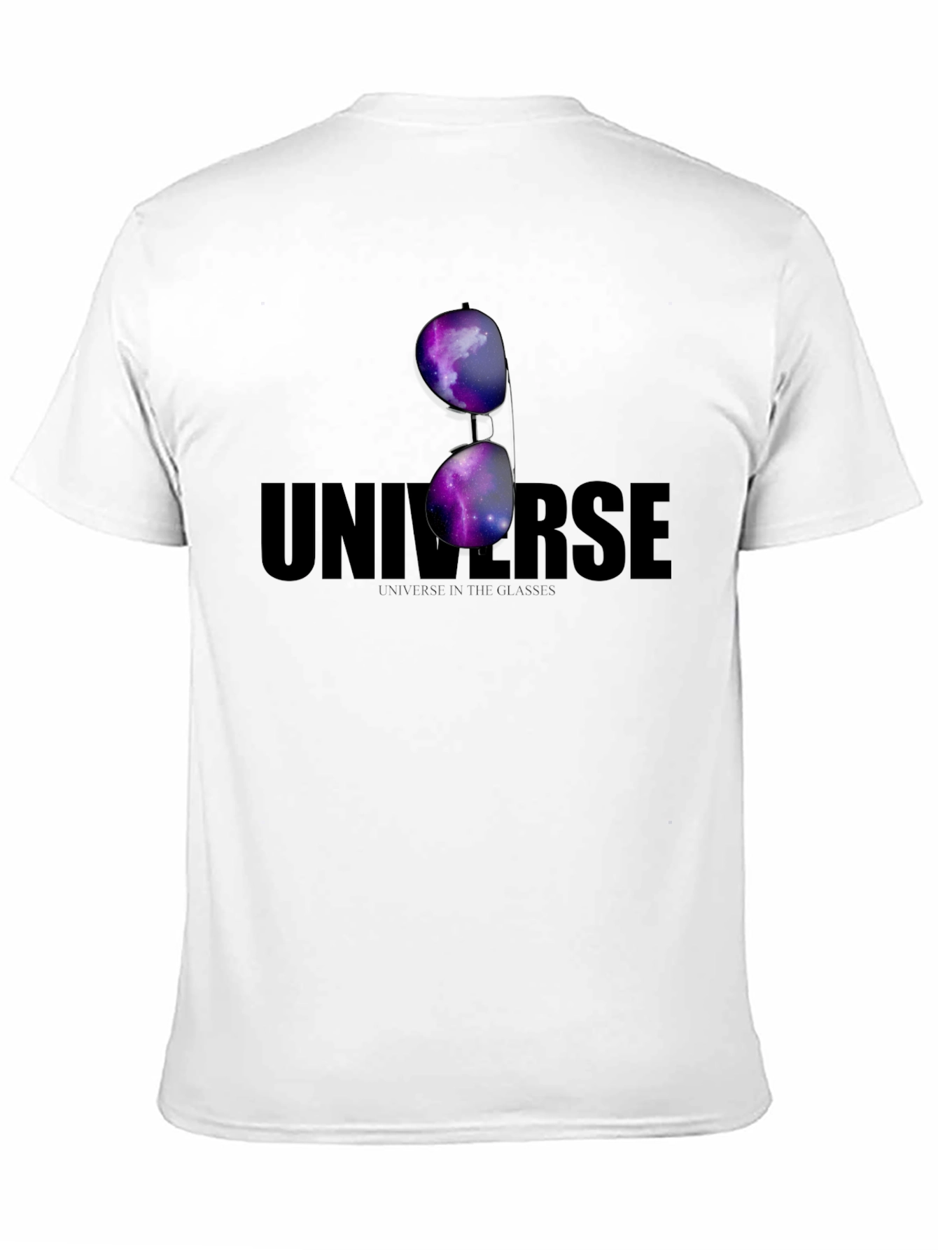 Universe in Glasses T-Shirt - Cosmic Galaxy Design