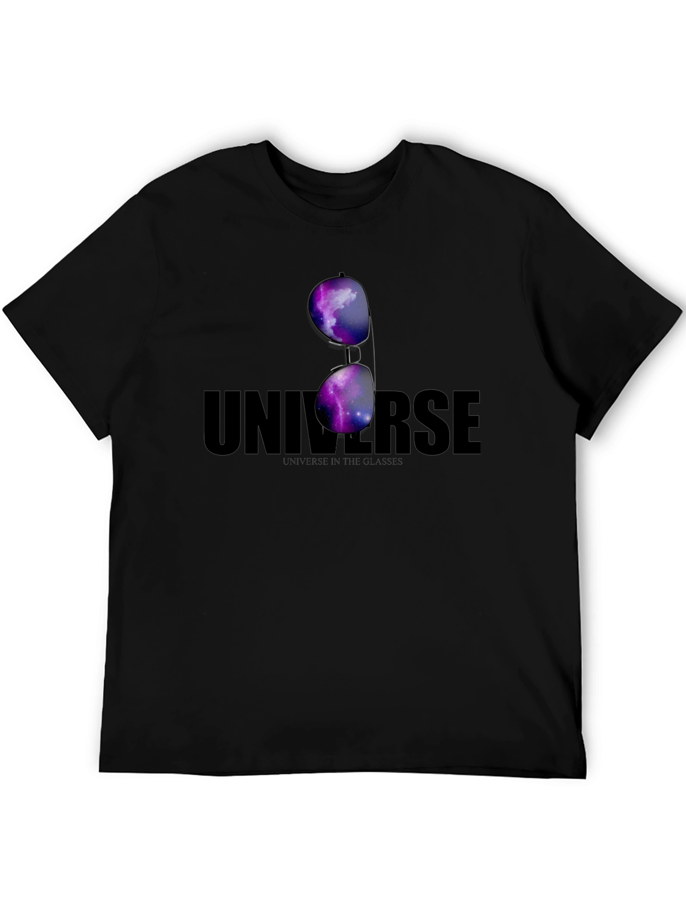 Universe in Glasses T-Shirt - Cosmic Galaxy Design