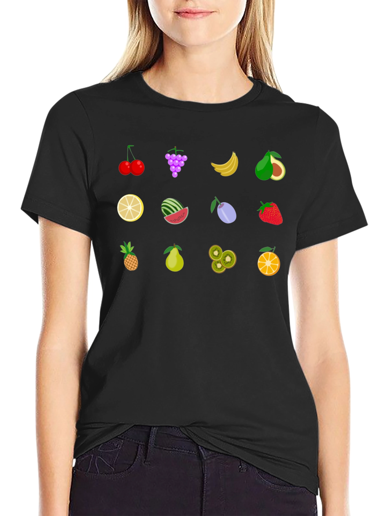Fruity Fun Graphic T-Shirt - Black