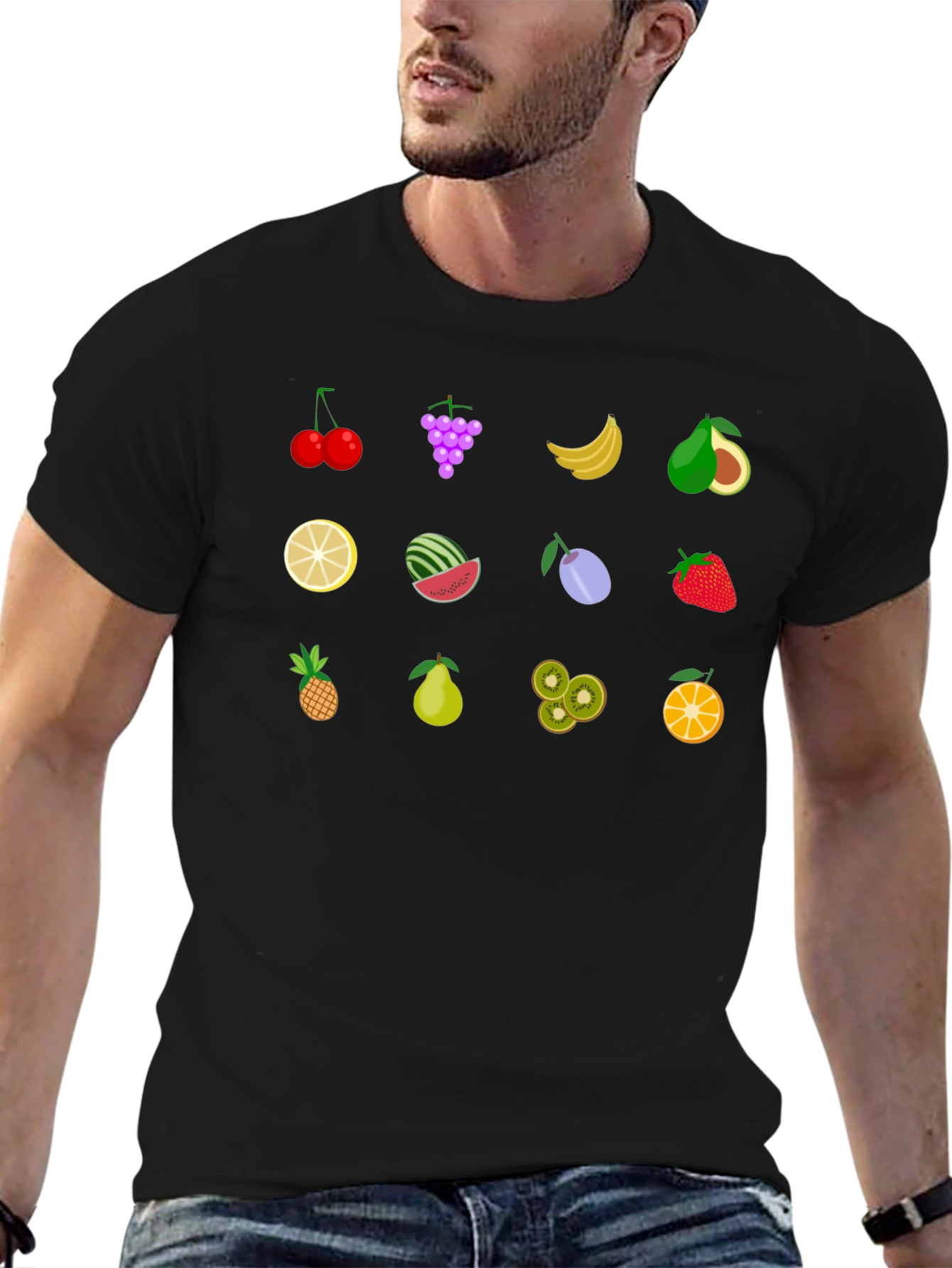 Fruity Fun Graphic T-Shirt - Black