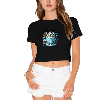 Snuggle Up Winter Hot Cocoa It¡¯s Freezing Season Holiday Crop Tee
