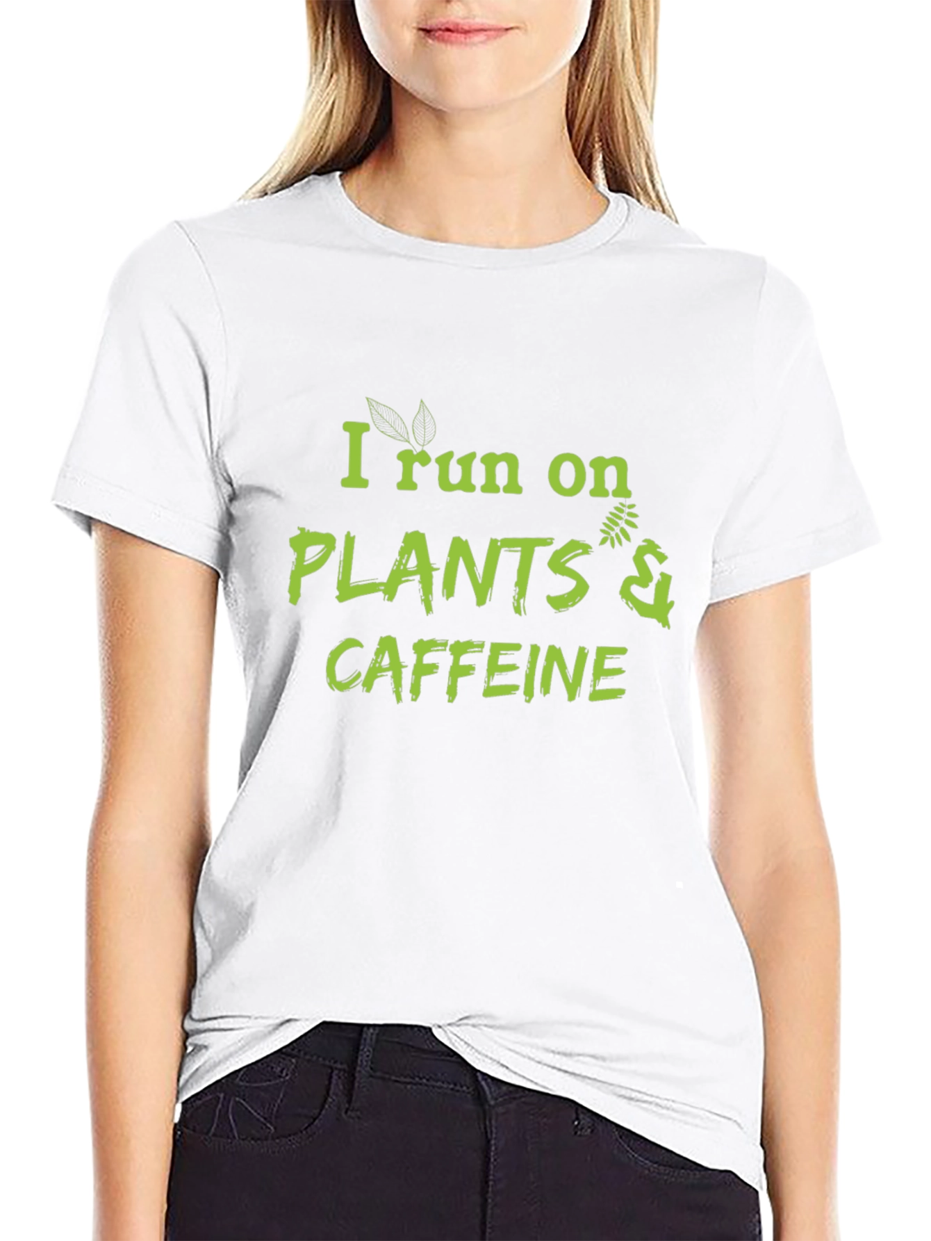 I Run on Plants & Caffeine Black T-Shirt