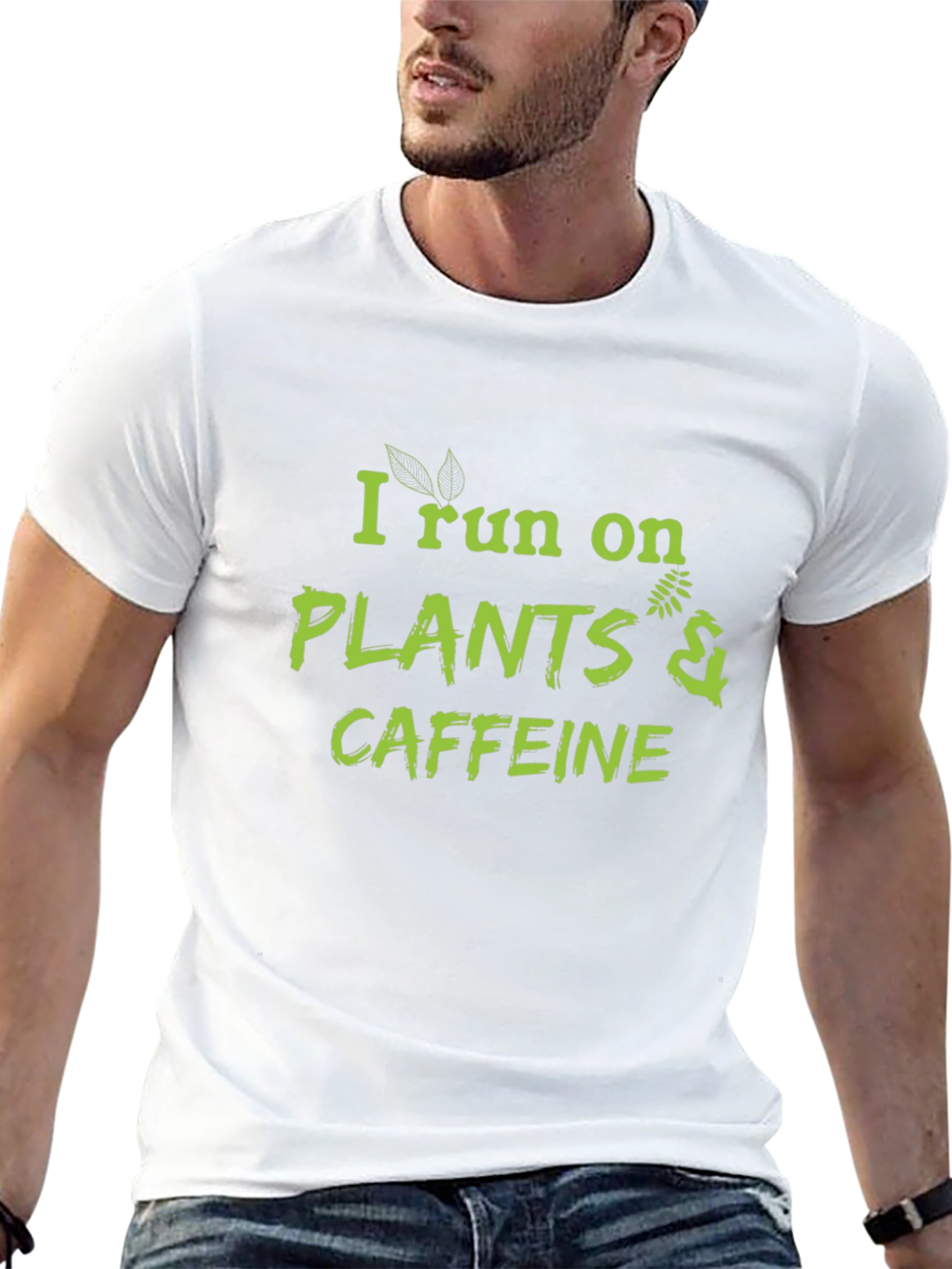 I Run on Plants & Caffeine Black T-Shirt