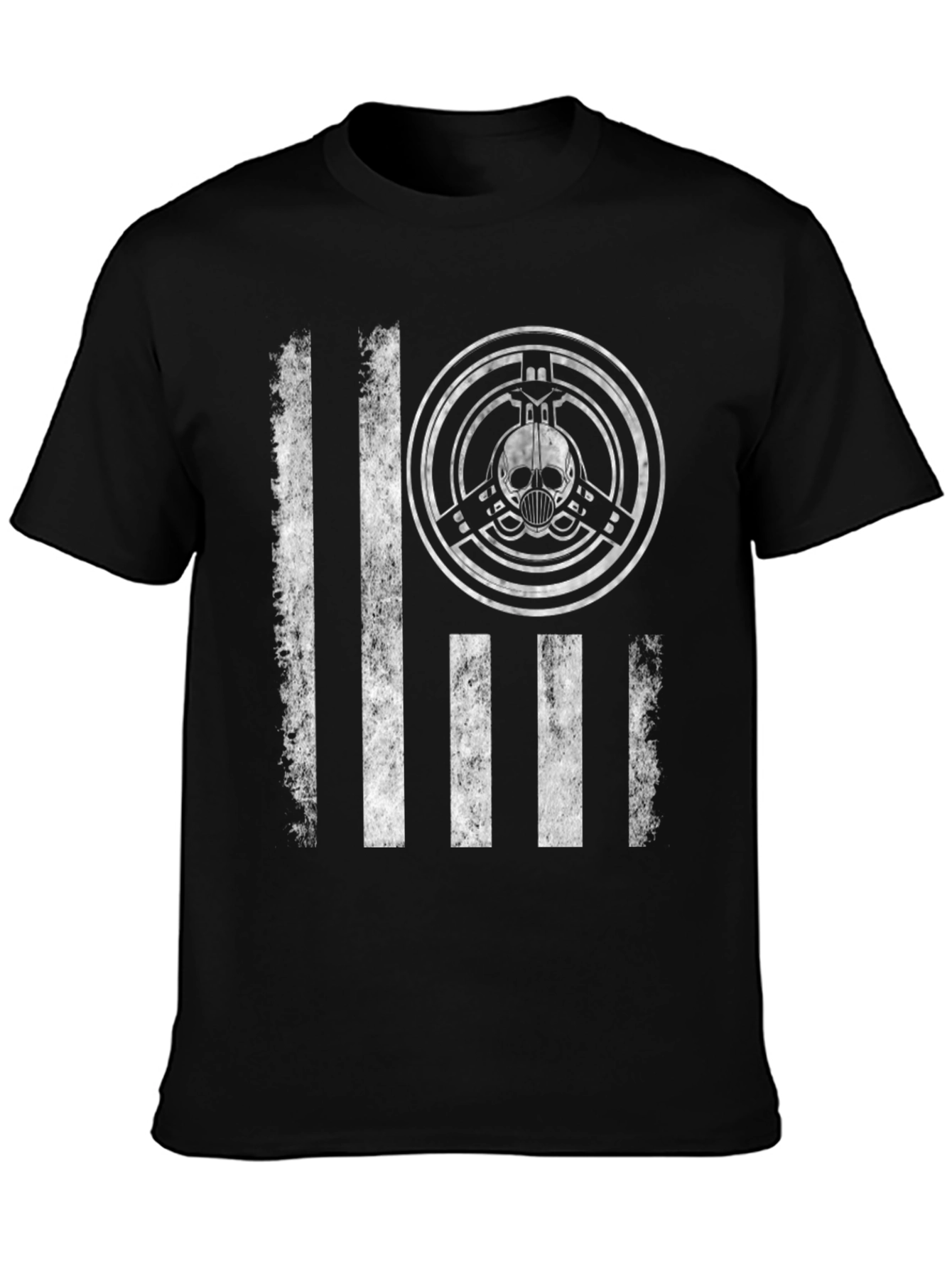 Distressed Flag Skull Emblem Graphic T-Shirt