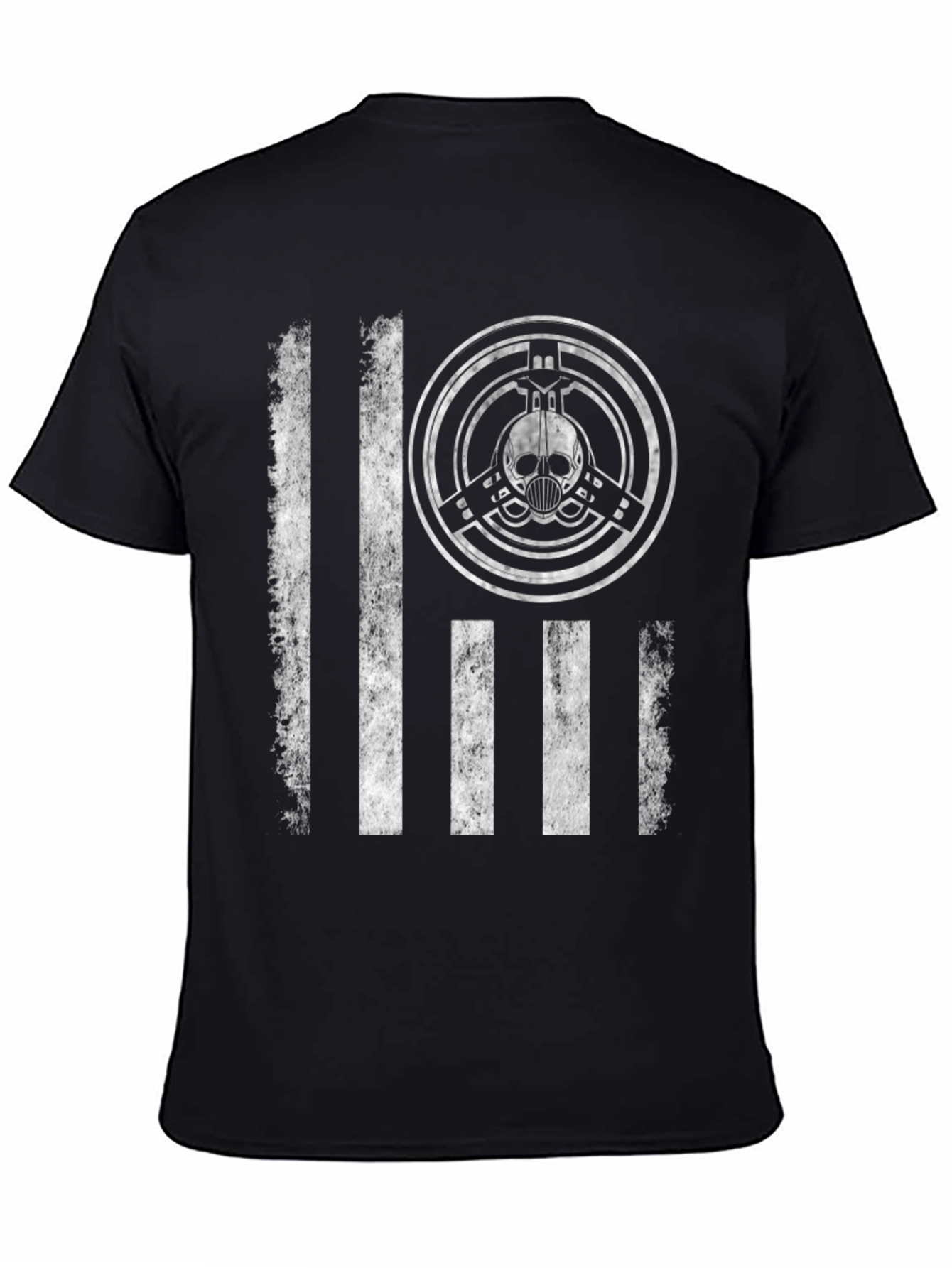 Distressed Flag Skull Emblem Graphic T-Shirt