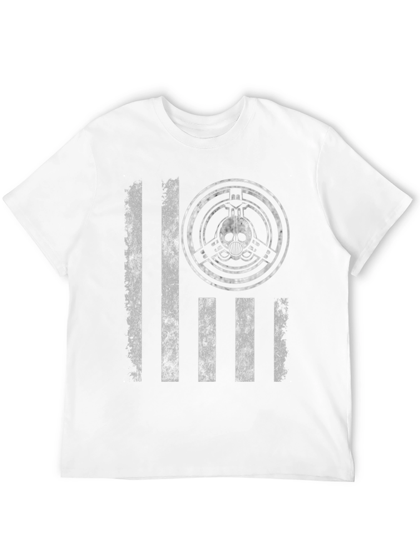 Distressed Flag Skull Emblem Graphic T-Shirt