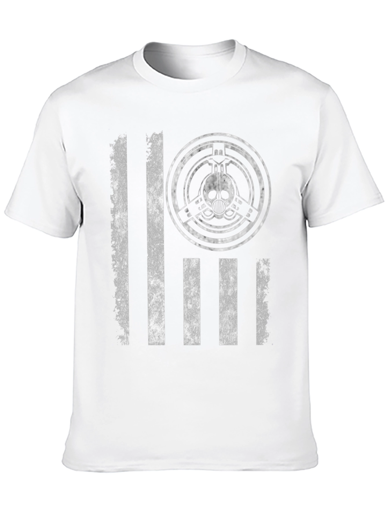 Distressed Flag Skull Emblem Graphic T-Shirt