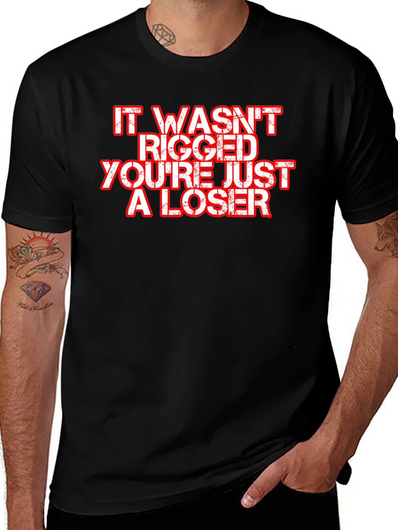 It Wasnt Rigged Mens Black T-Shirt