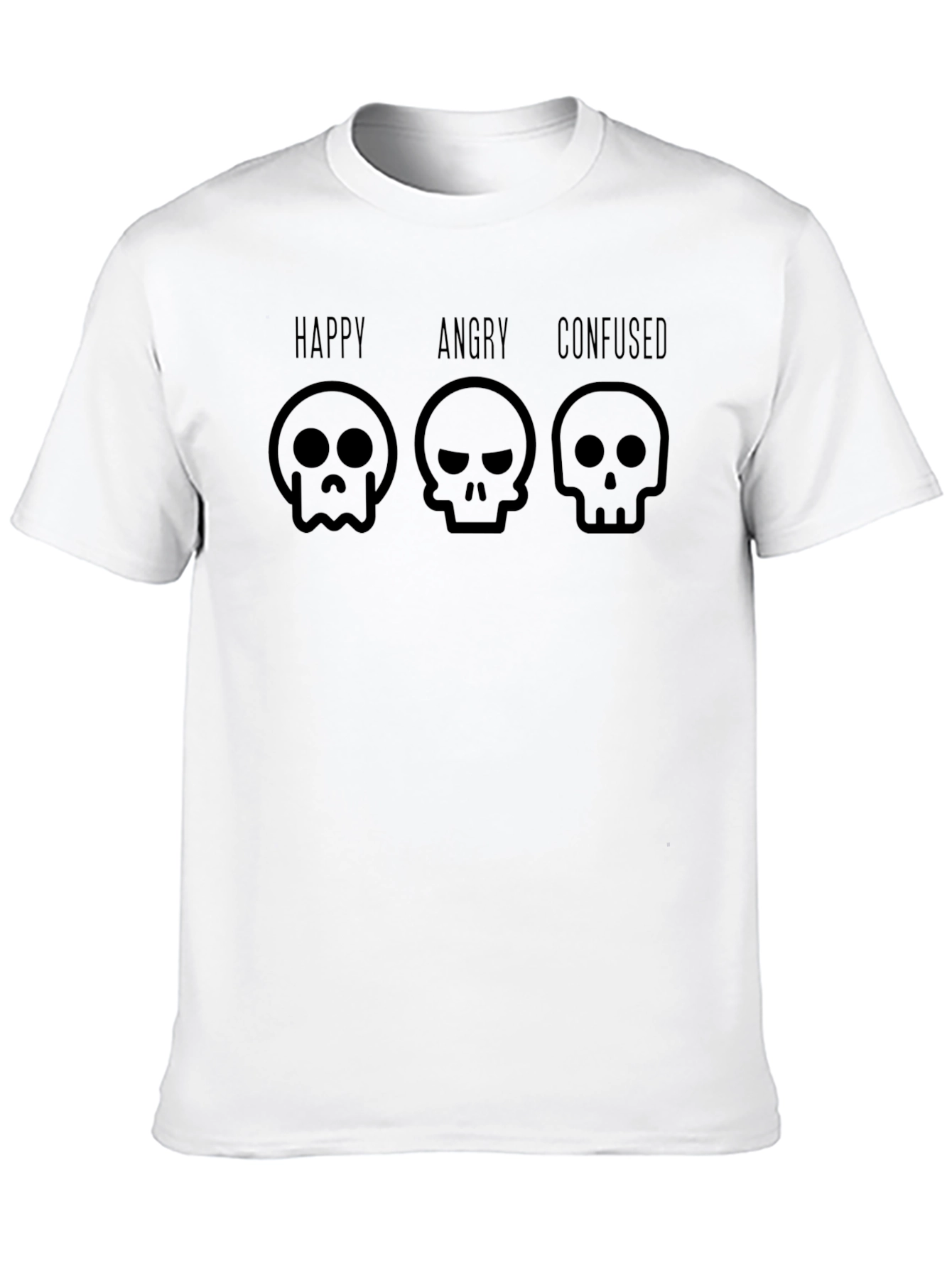 Mood Skull T-Shirt - Happy Angry Confused Graphic Tee