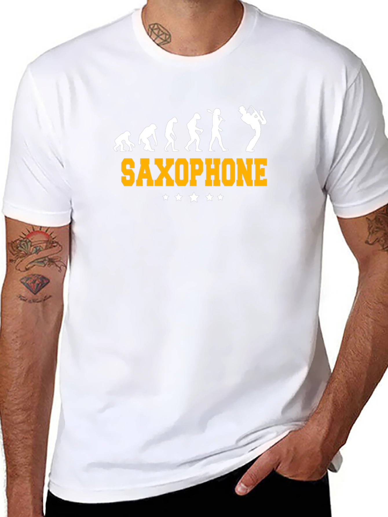 Saxophone Evolution Funny Graphic T-Shirt
