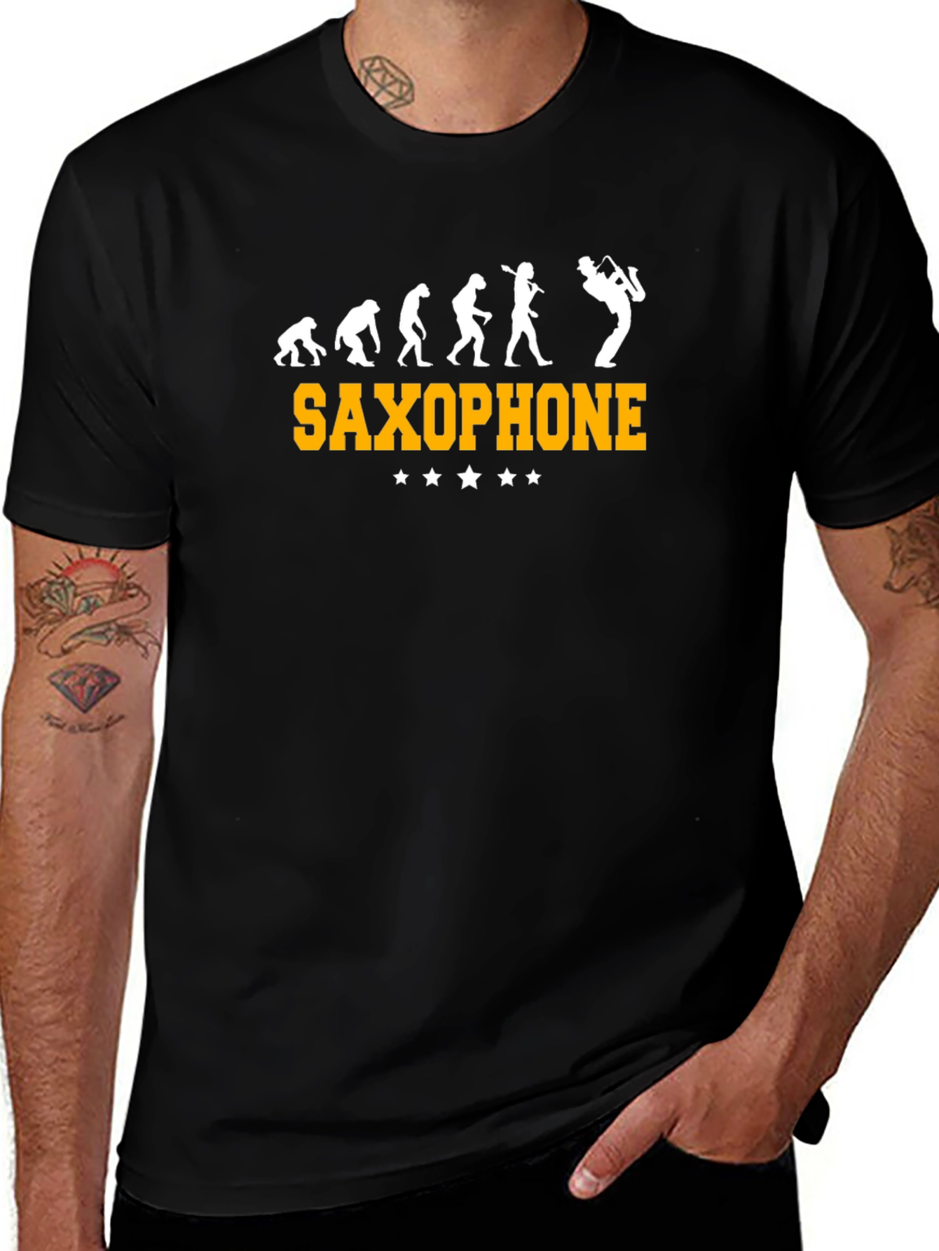 Saxophone Evolution Funny Graphic T-Shirt