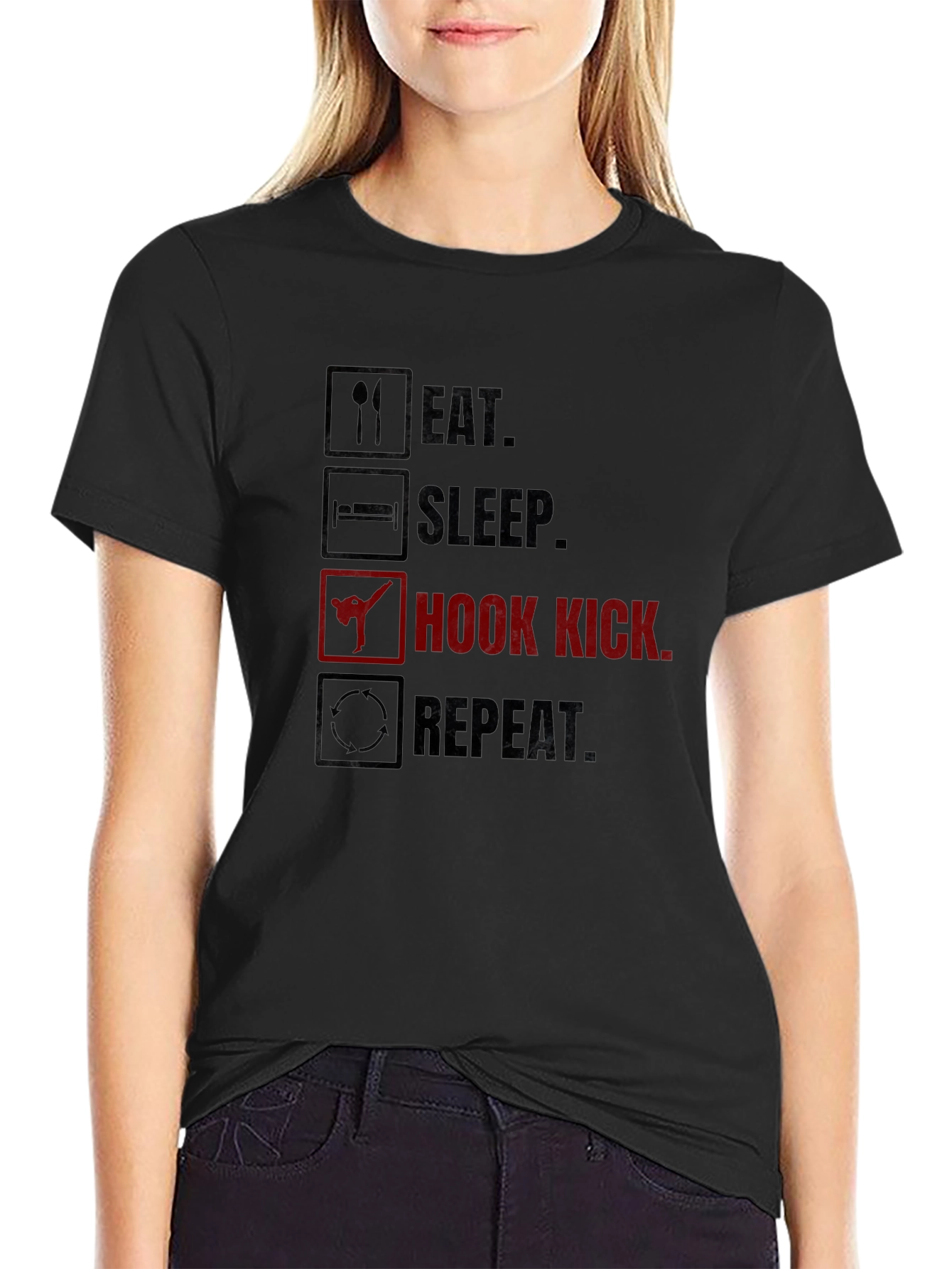 Eat Sleep Hook Kick Repeat Graphic T-Shirt