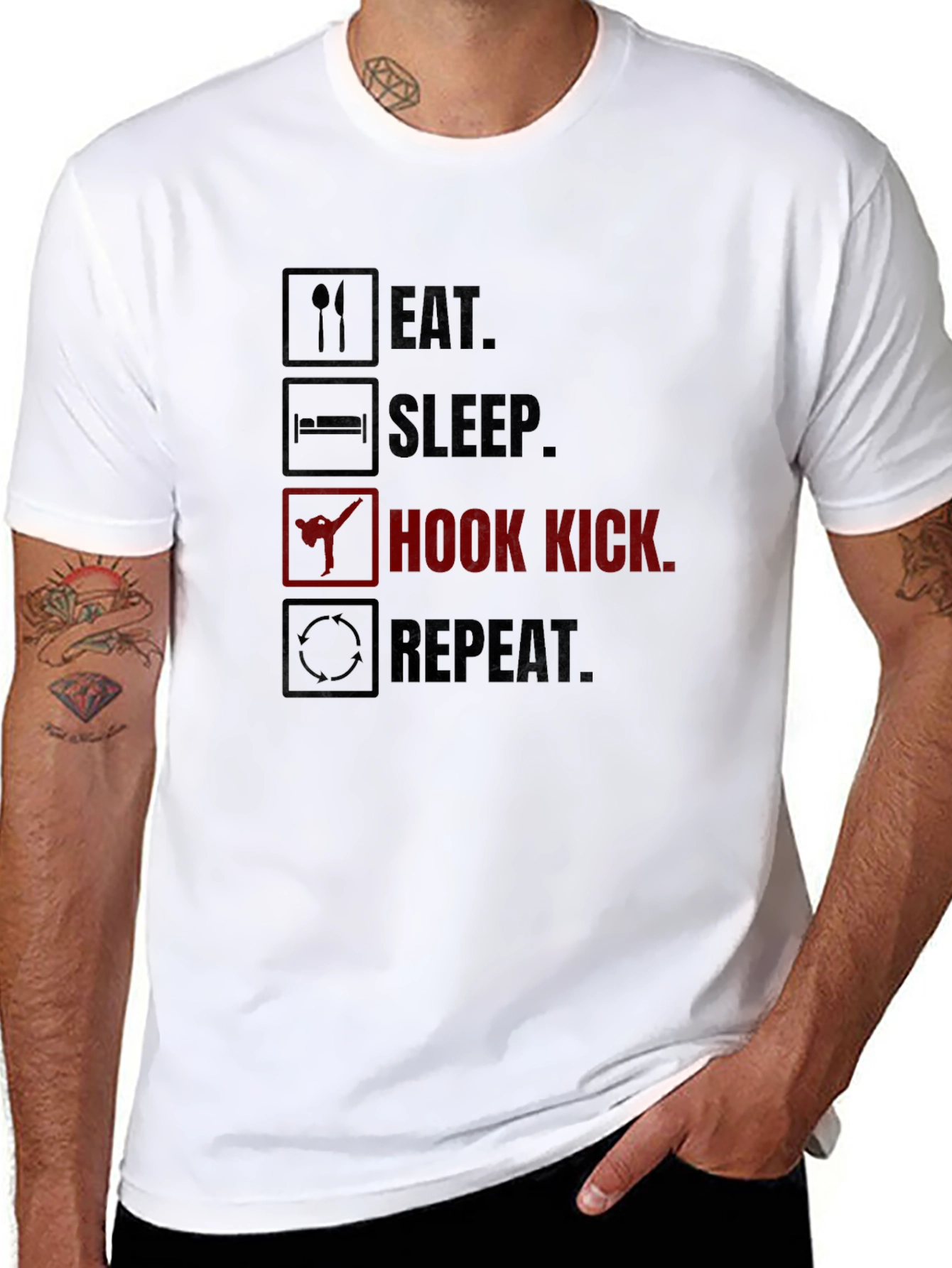 Eat Sleep Hook Kick Repeat Graphic T-Shirt
