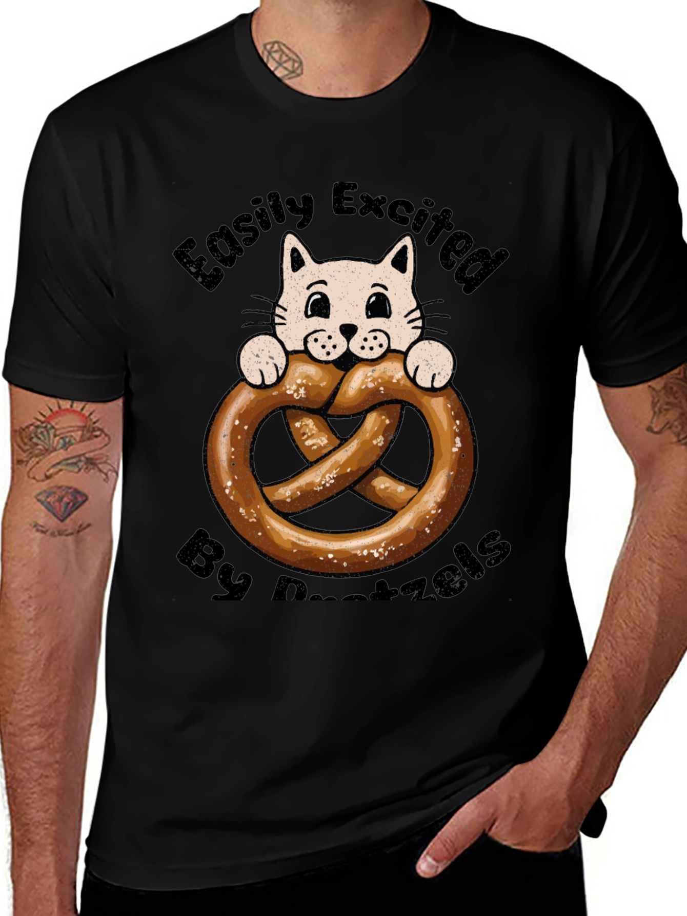 Easily Excited By Pretzels Cat T-Shirt