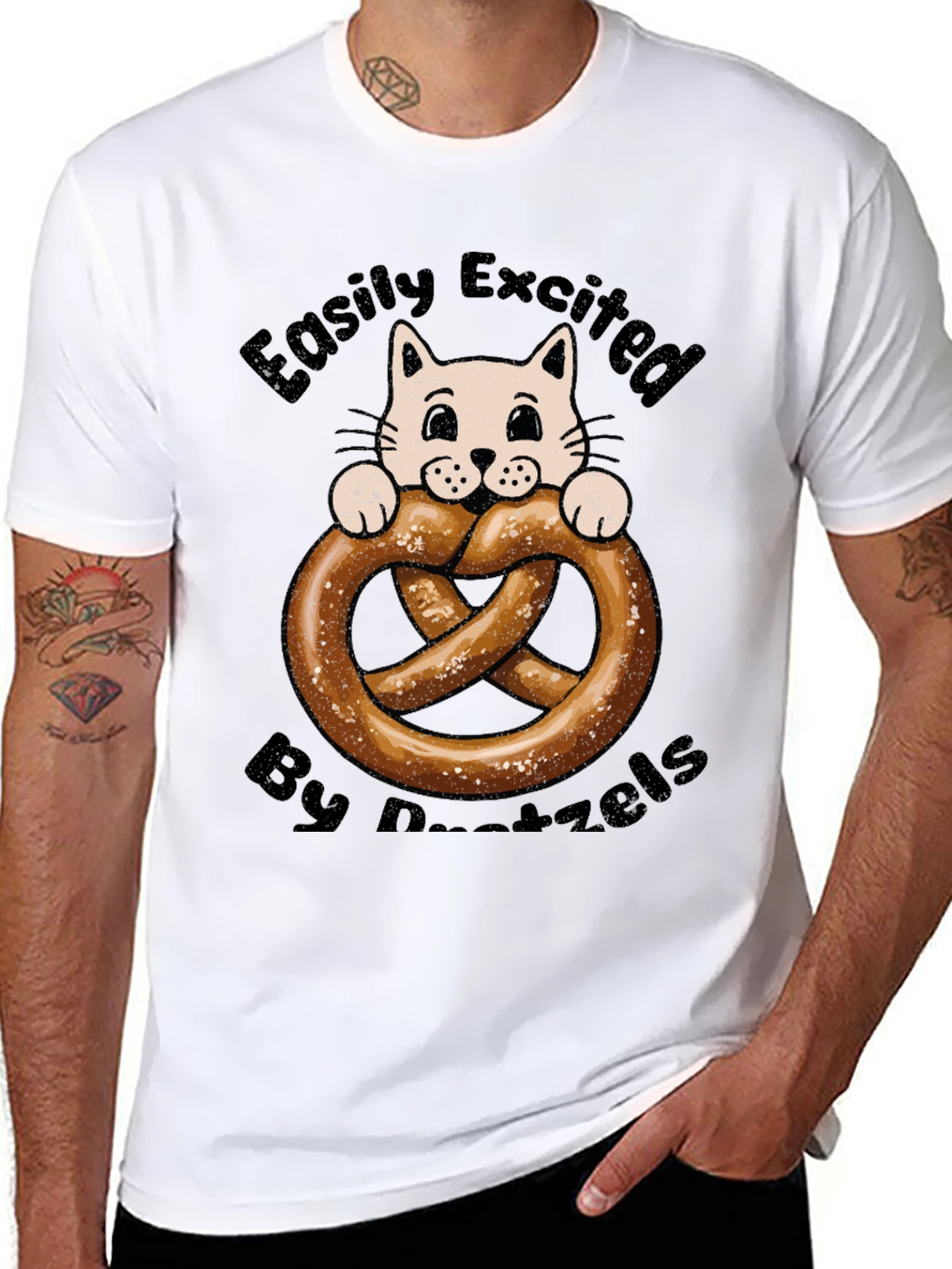 Easily Excited By Pretzels Cat T-Shirt