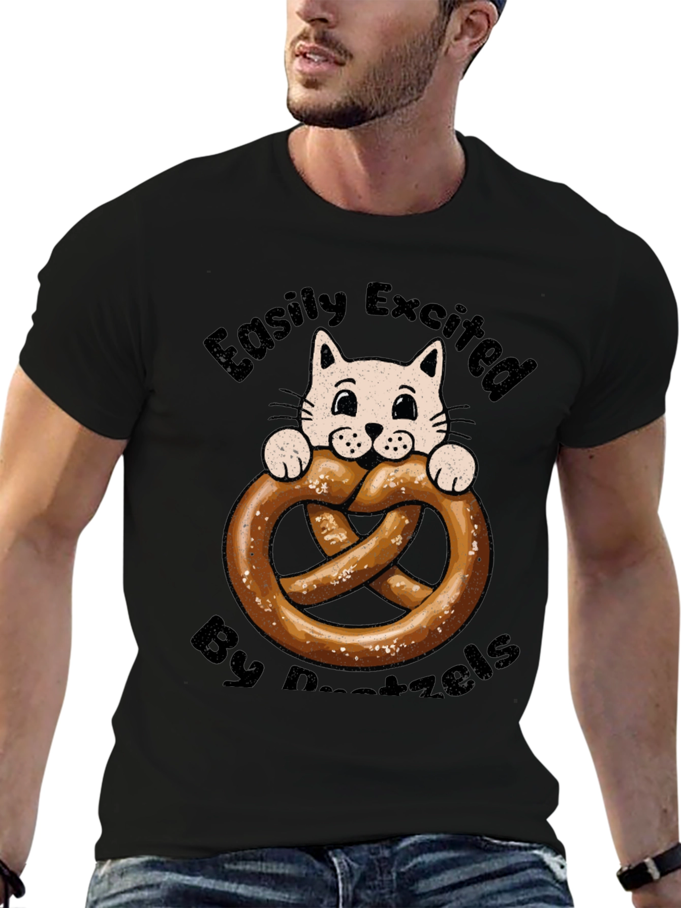 Easily Excited By Pretzels Cat T-Shirt