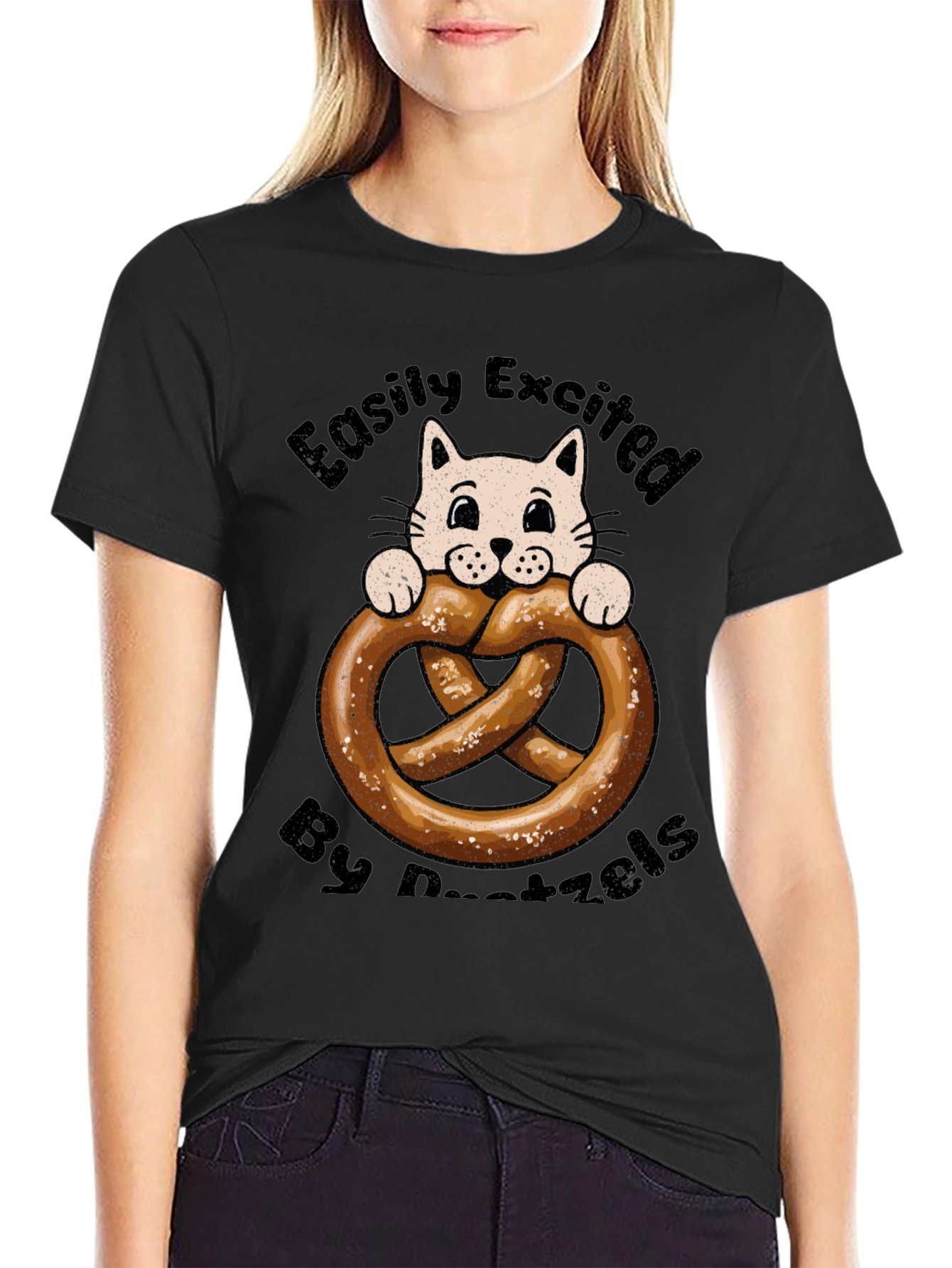 Easily Excited By Pretzels Cat T-Shirt
