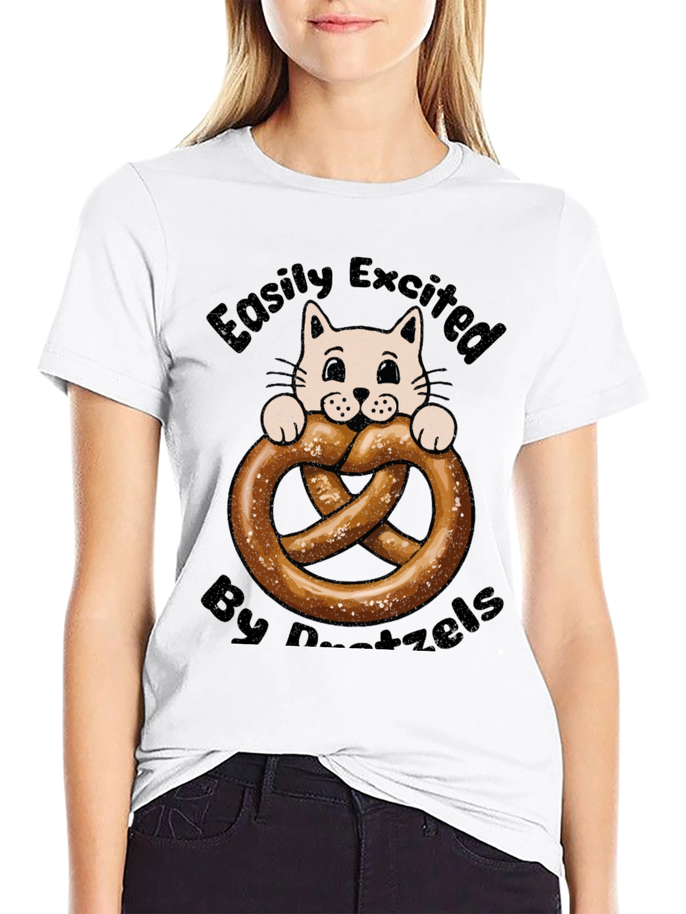 Easily Excited By Pretzels Cat T-Shirt