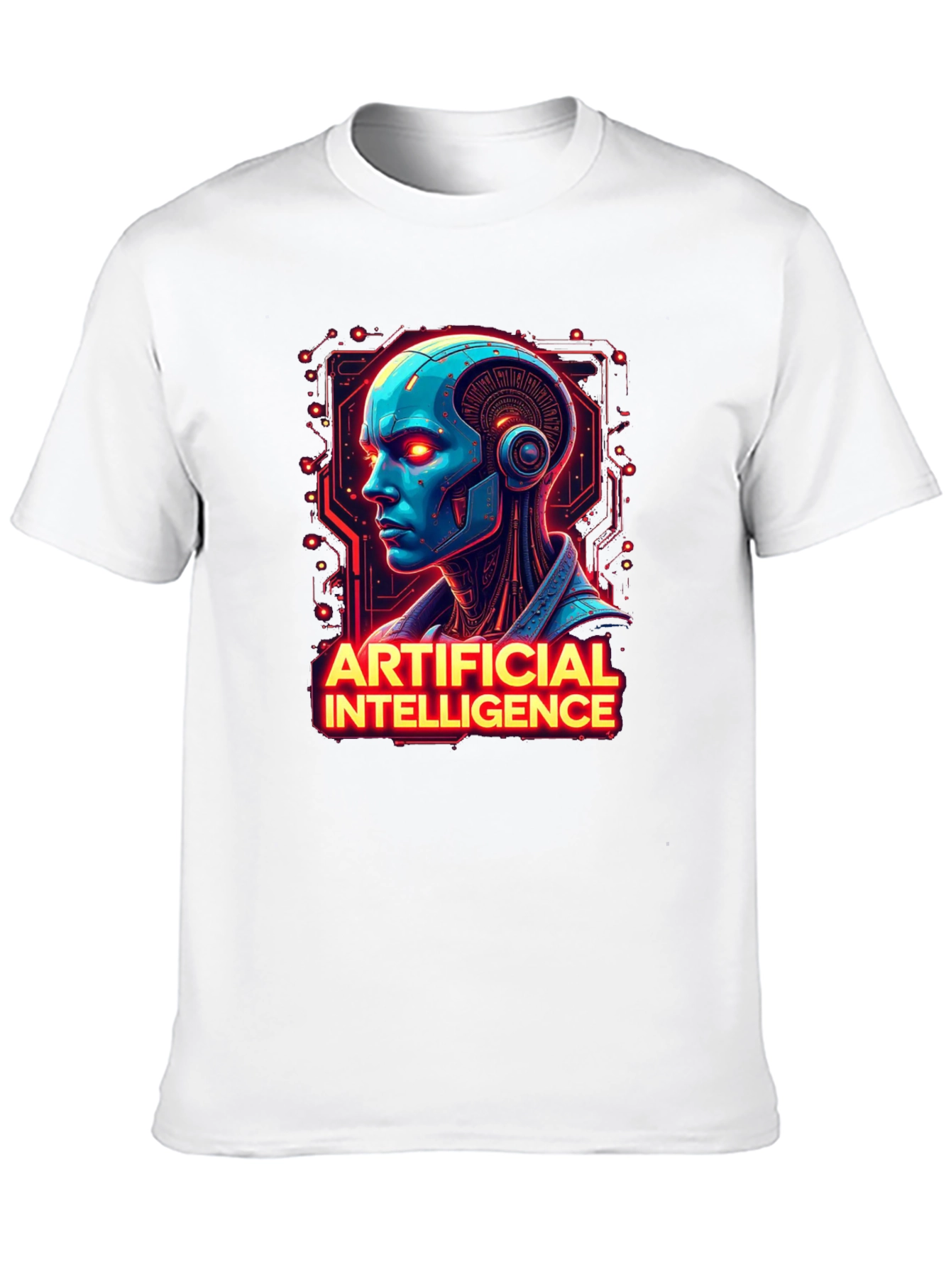 AI Robot Head T-Shirt - Sci-Fi Style