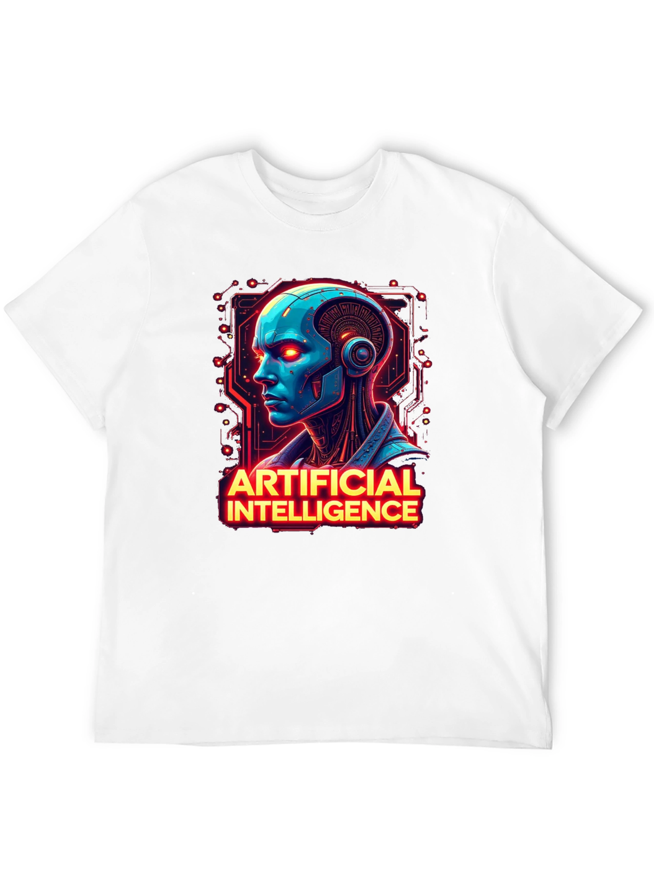 AI Robot Head T-Shirt - Sci-Fi Style