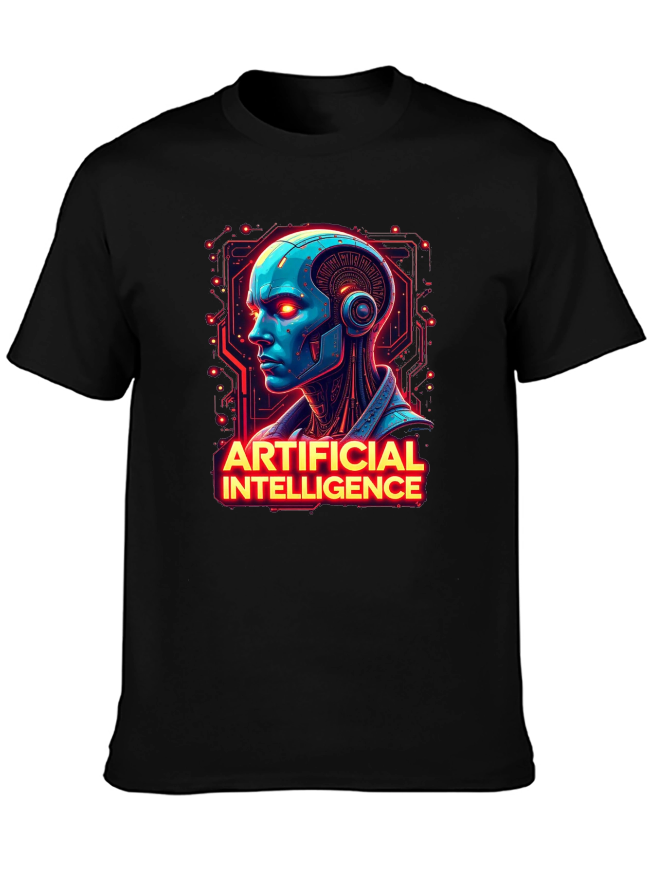 AI Robot Head T-Shirt - Sci-Fi Style