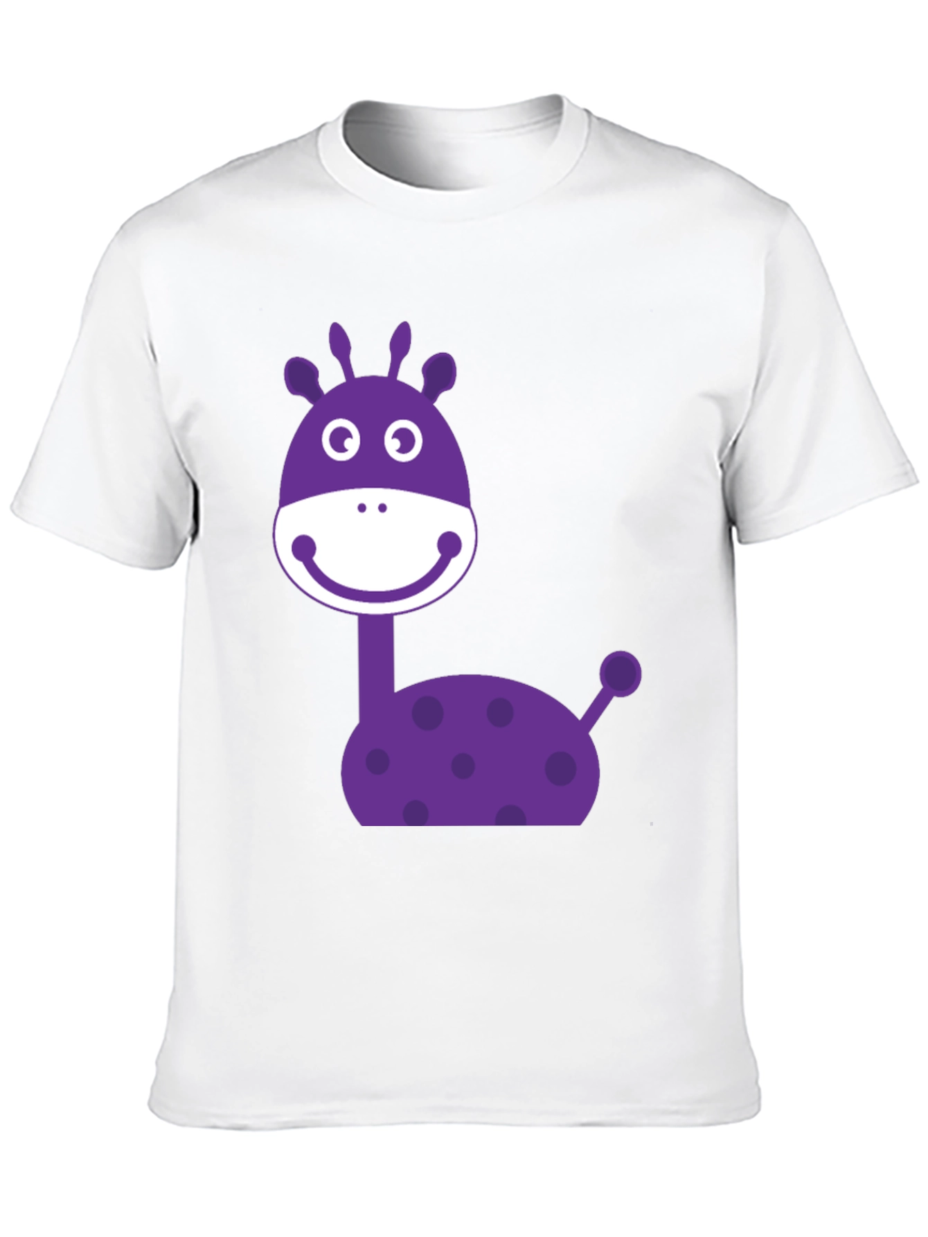 Cartoon Giraffe Graphic Tee - Black Cotton Casual Shirt