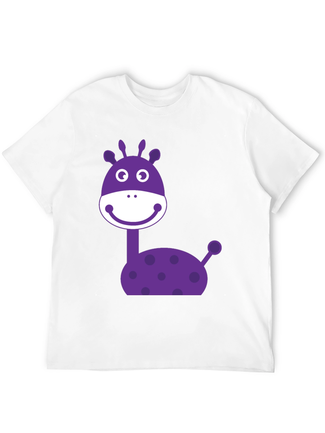 Cartoon Giraffe Graphic Tee - Black Cotton Casual Shirt