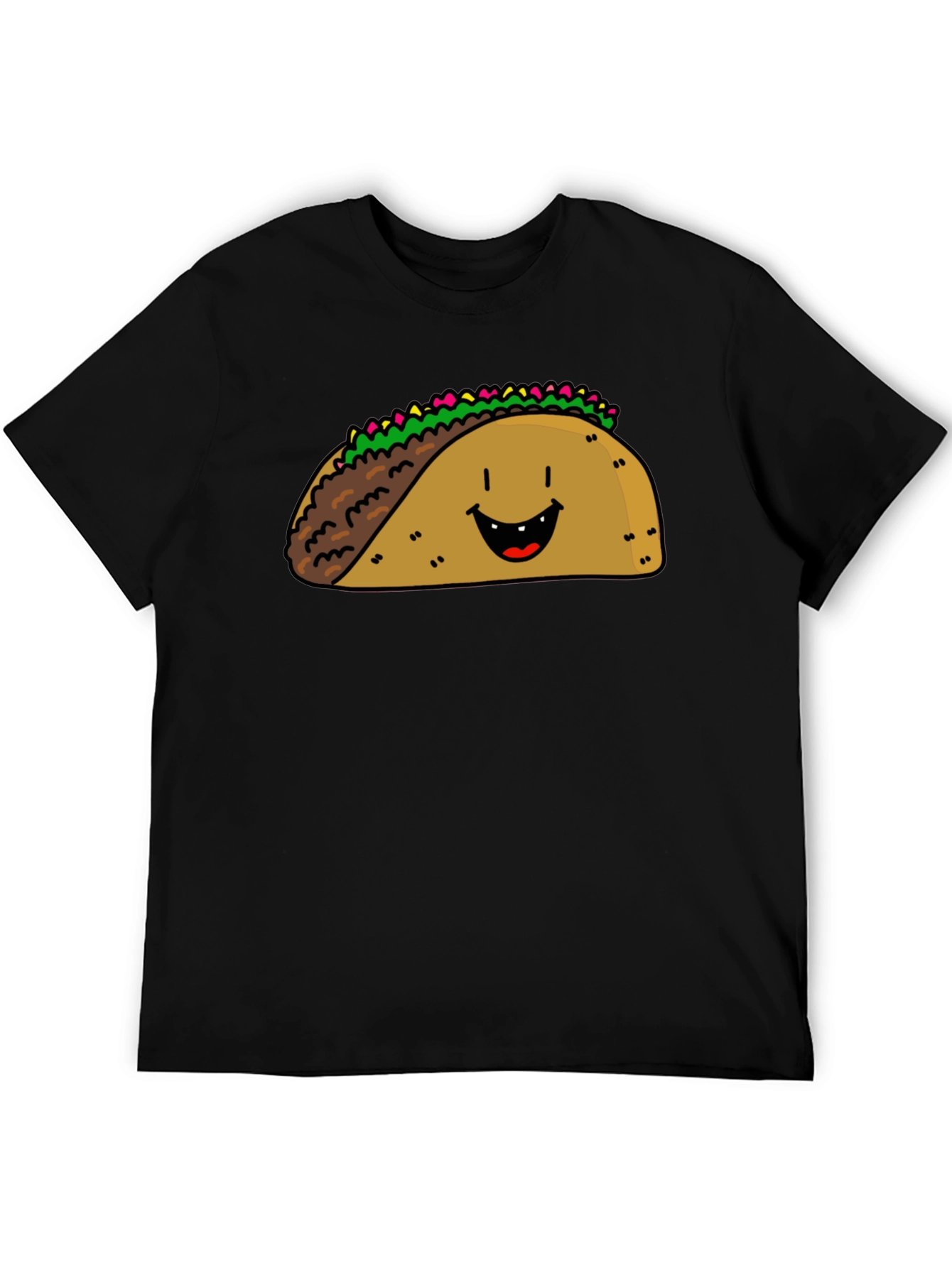 Happy Taco Graphic Tee - Black Cotton Blend
