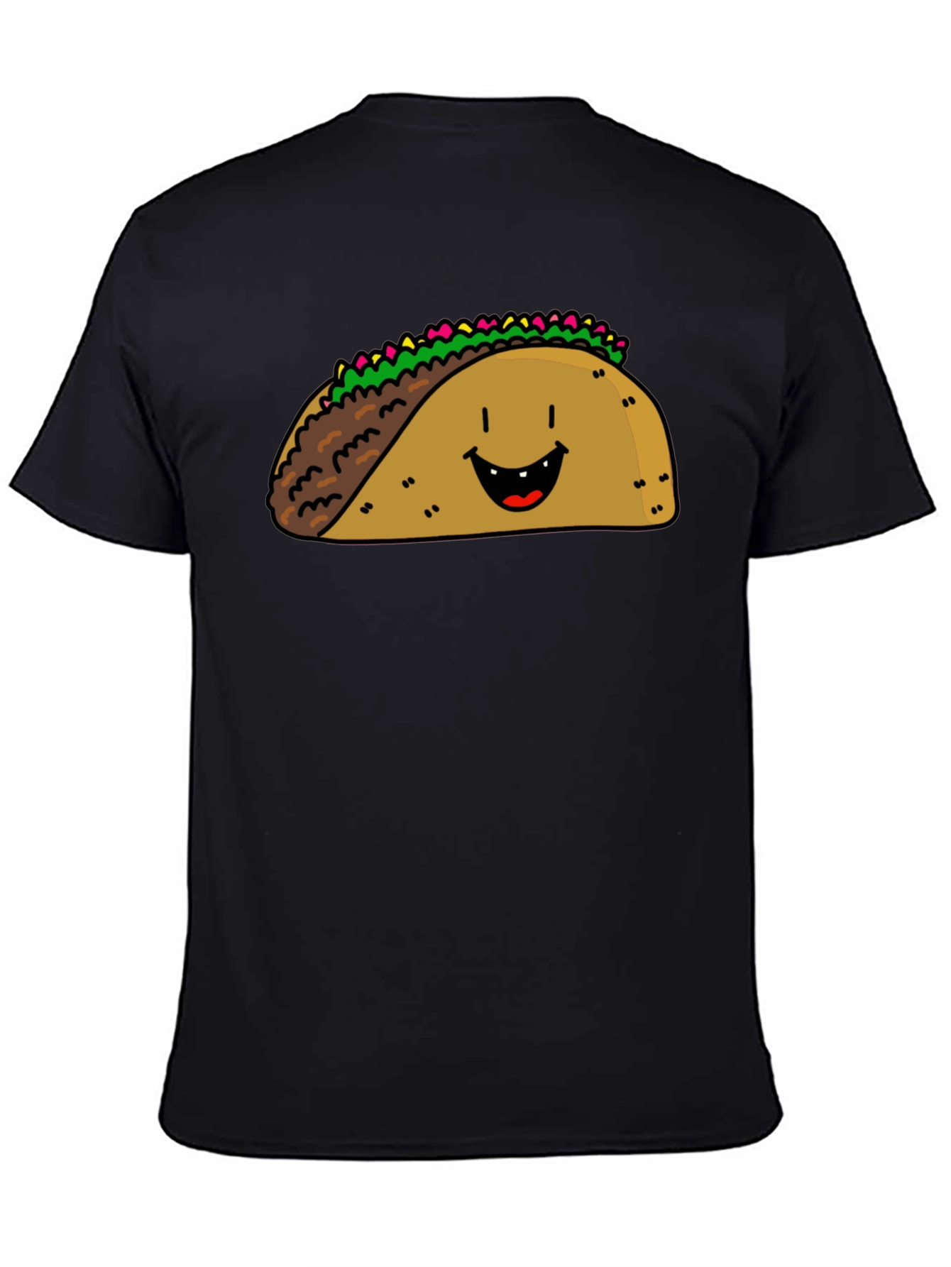 Happy Taco Graphic Tee - Black Cotton Blend
