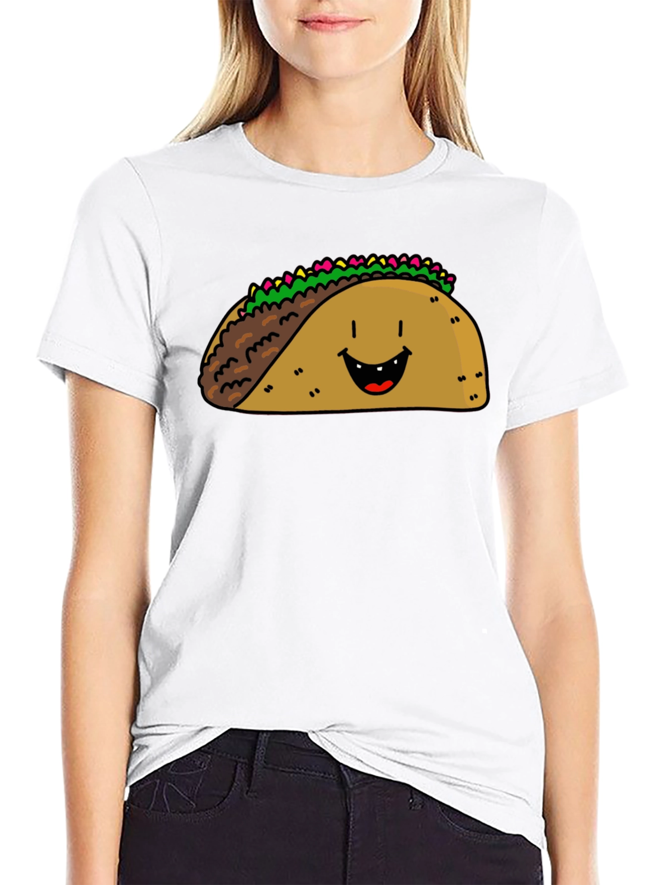 Happy Taco Graphic Tee - Black Cotton Blend