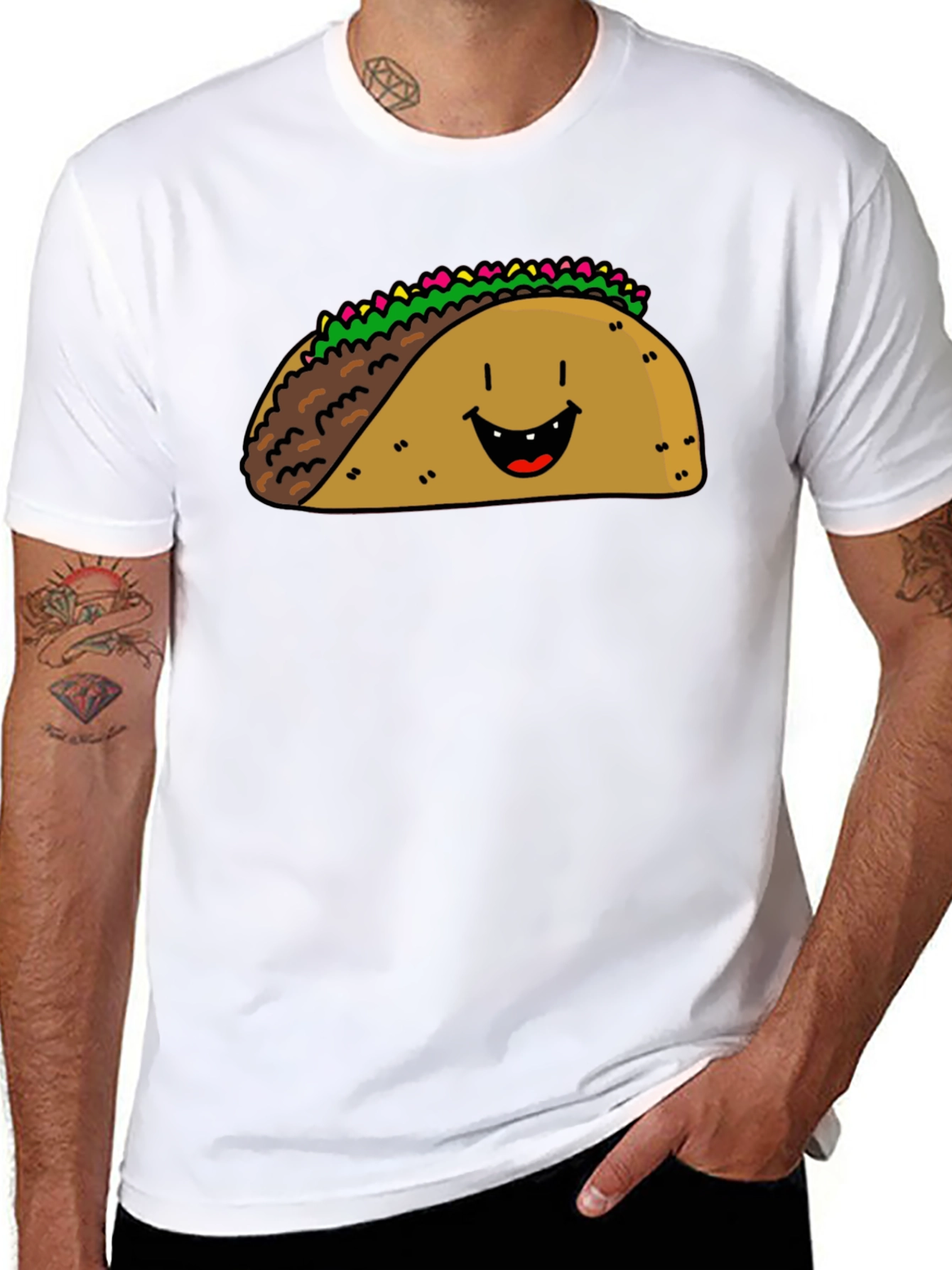 Happy Taco Graphic Tee - Black Cotton Blend