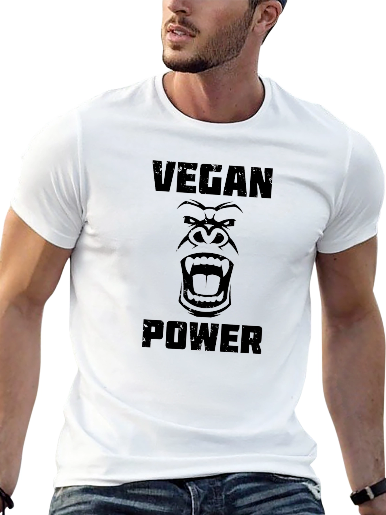 Vegan Power Gorilla Graphic Tee - Black