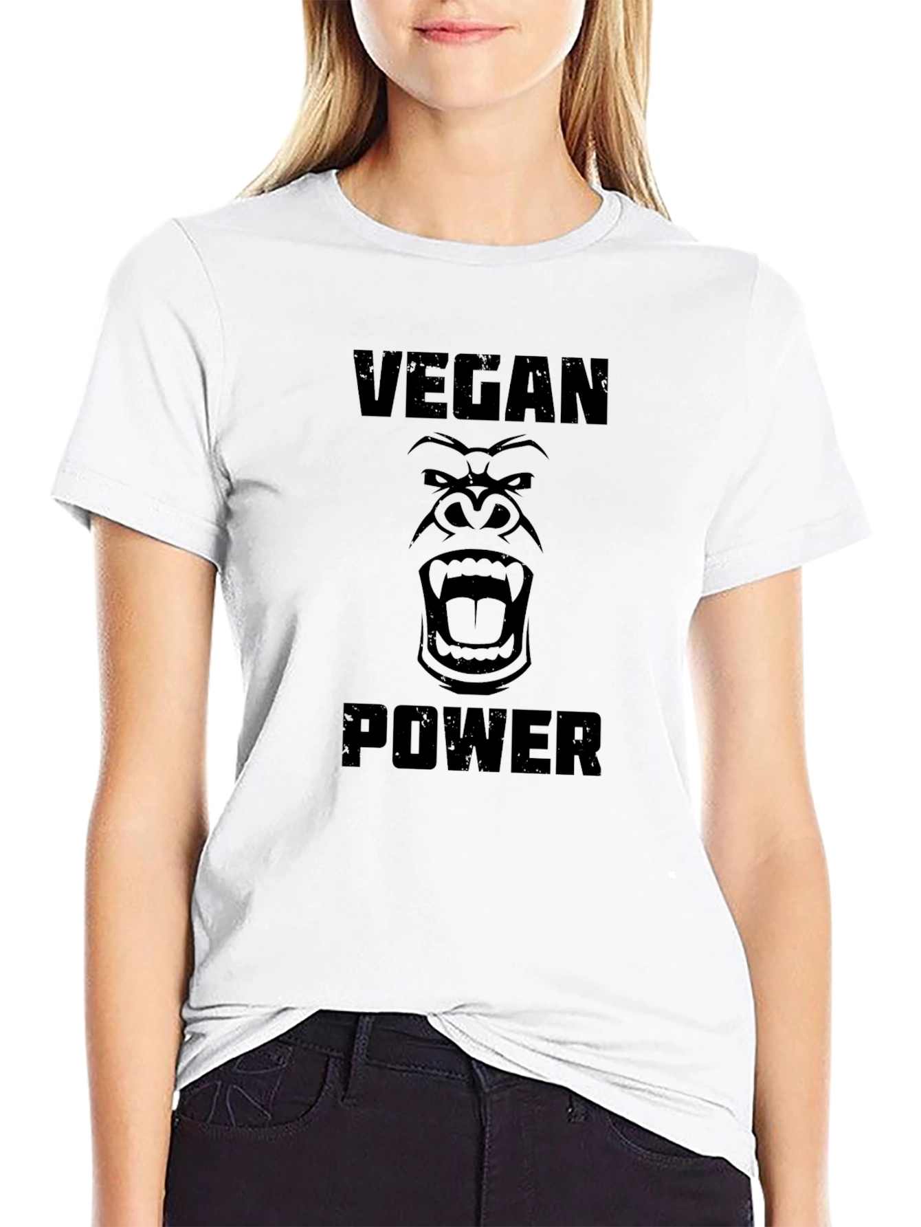 Vegan Power Gorilla Graphic Tee - Black