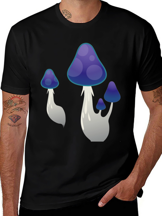 Mushroom Graphic Tee - Black Cotton Blend
