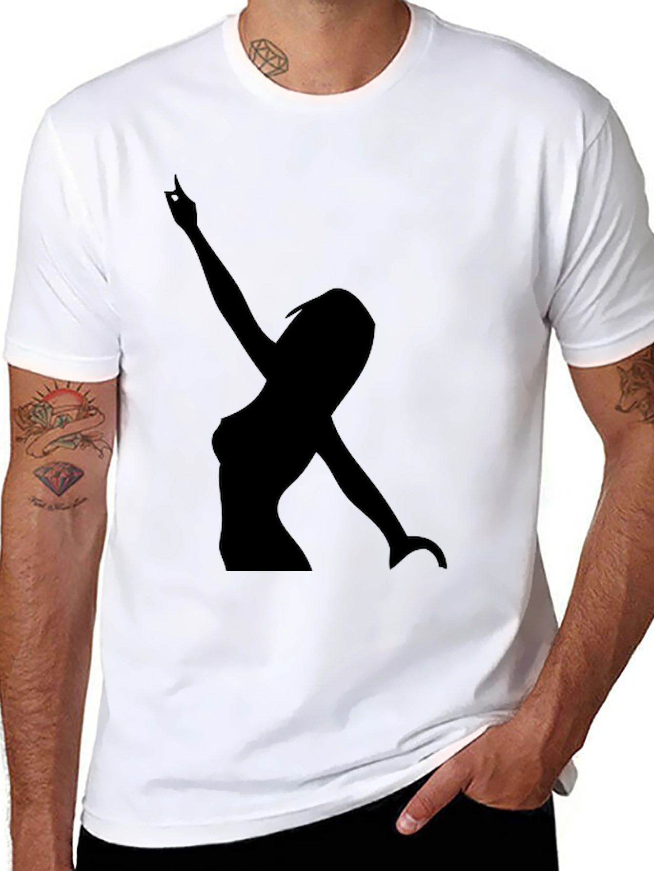 Silhouette Graphic T-Shirt - Black Crew Neck Tee