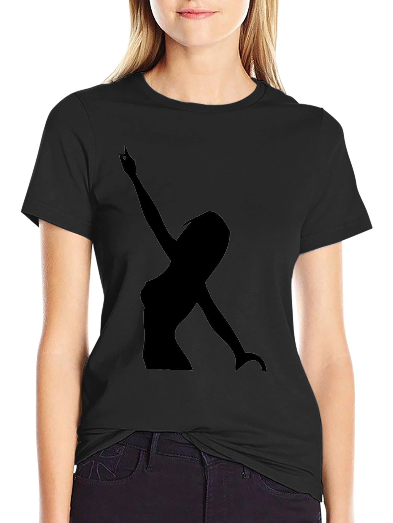 Silhouette Graphic T-Shirt - Black Crew Neck Tee