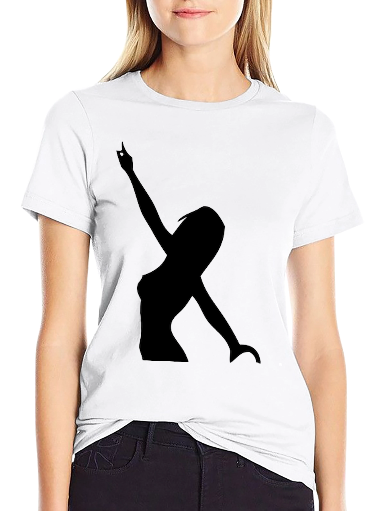 Silhouette Graphic T-Shirt - Black Crew Neck Tee