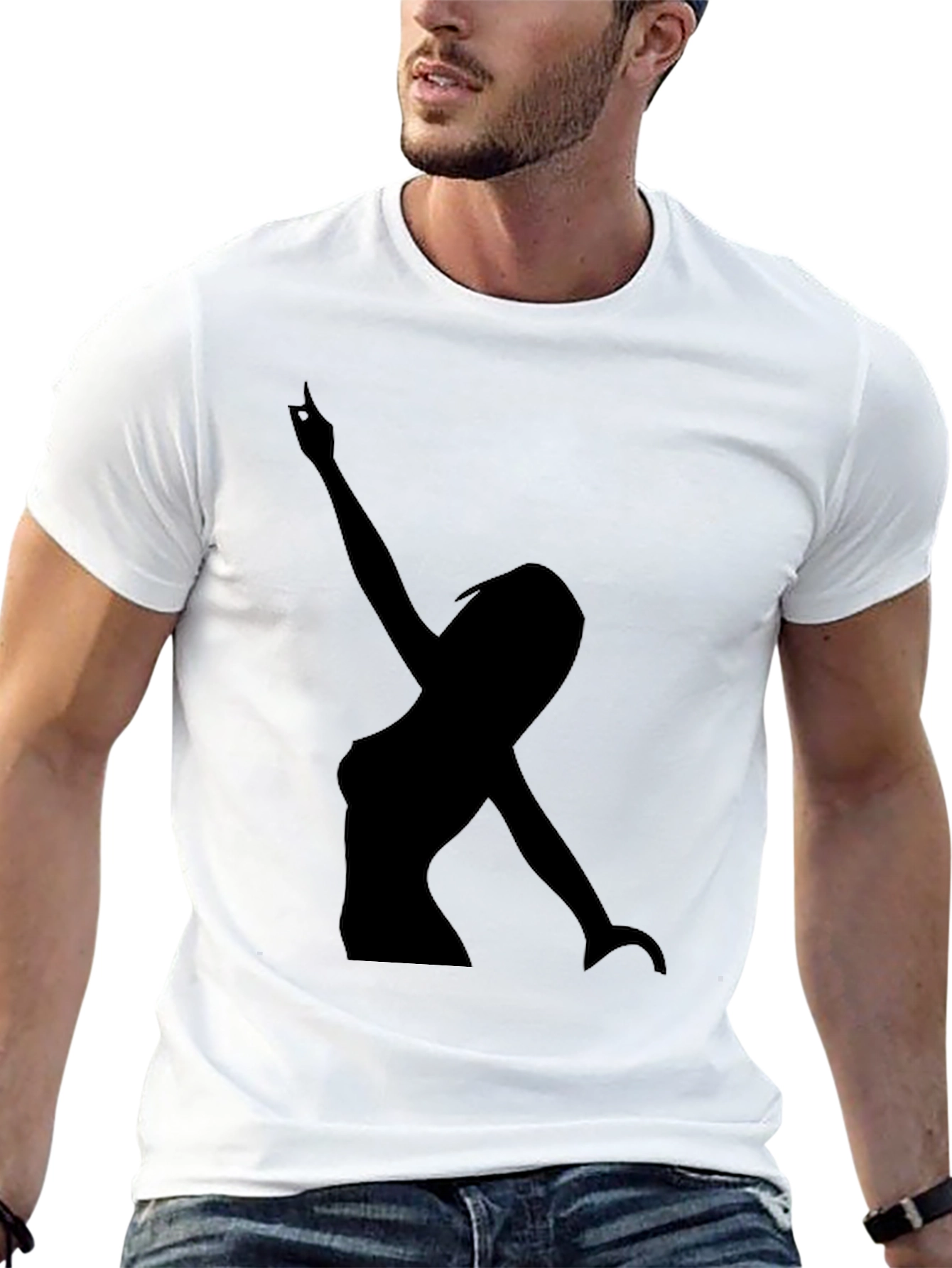Silhouette Graphic T-Shirt - Black Crew Neck Tee