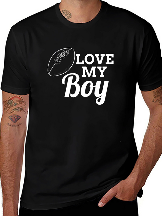 Love My Boy Football T-Shirt - Black