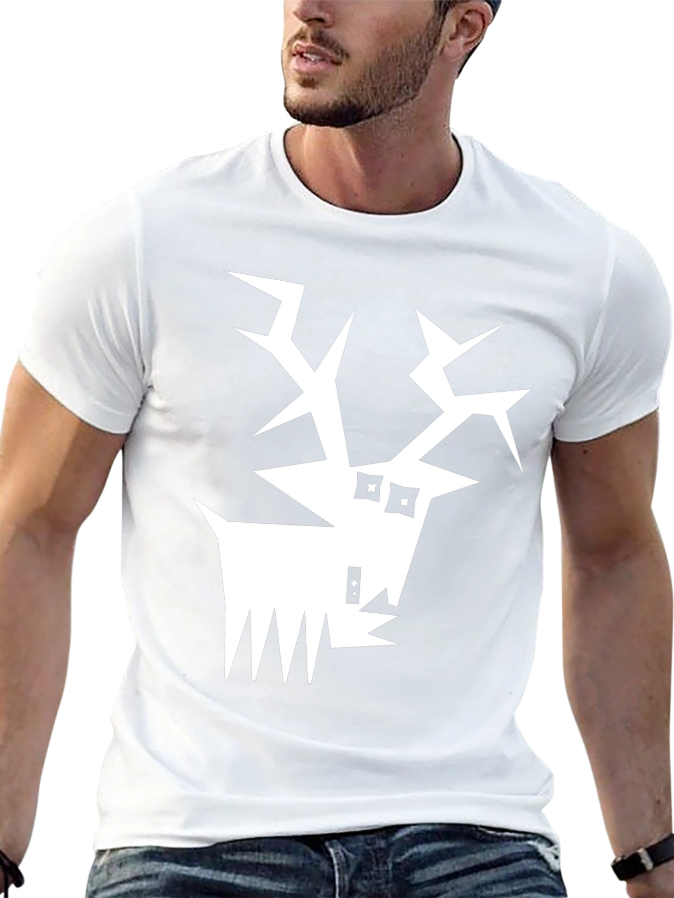 Abstract Reindeer Graphic Tee - Black