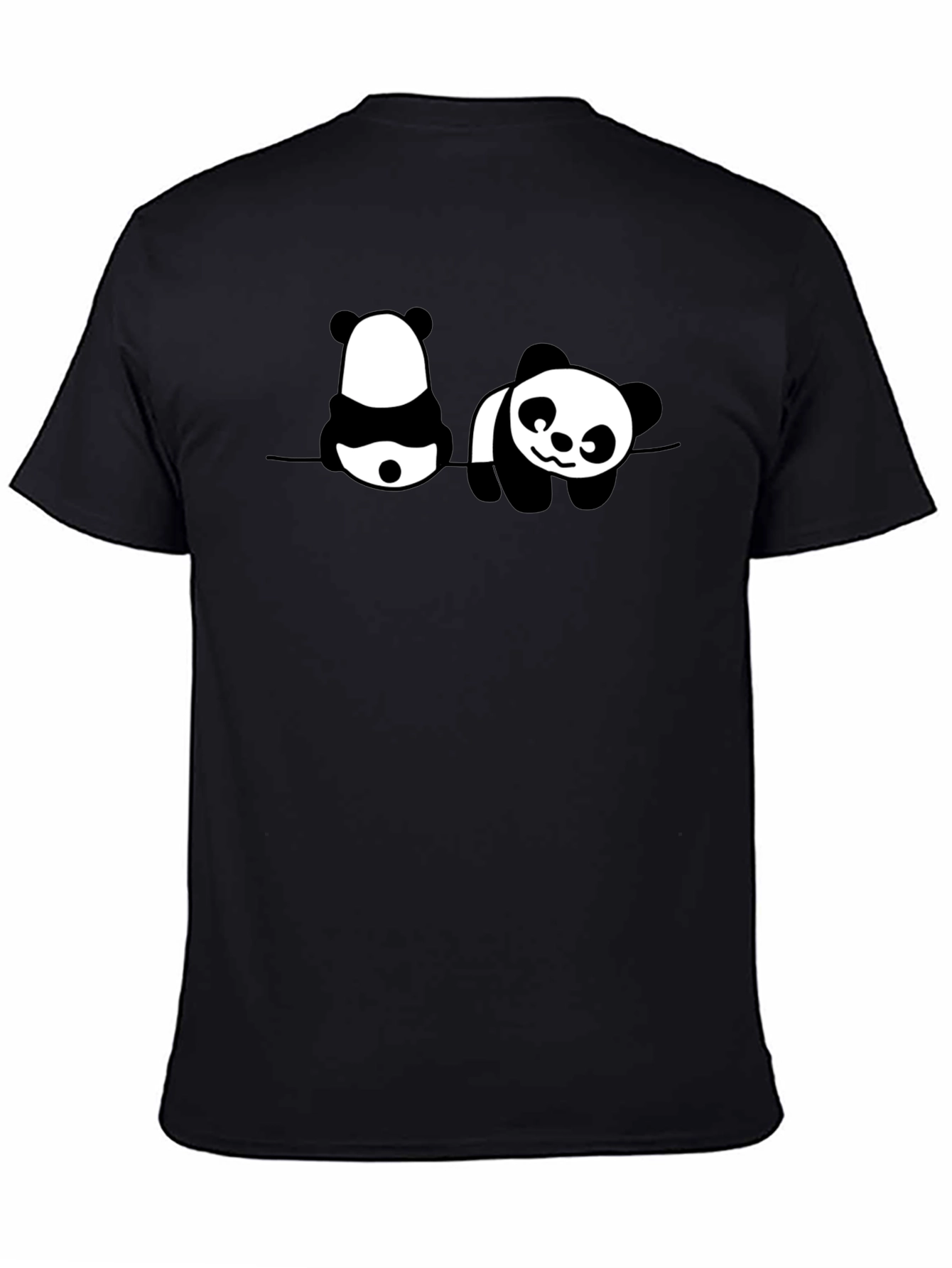 Panda Print Mens Black Graphic T-Shirt