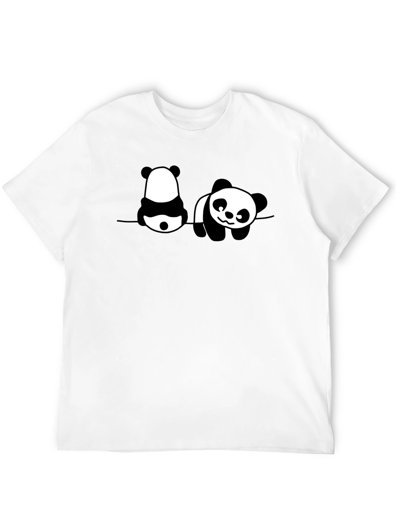Panda Print Mens Black Graphic T-Shirt