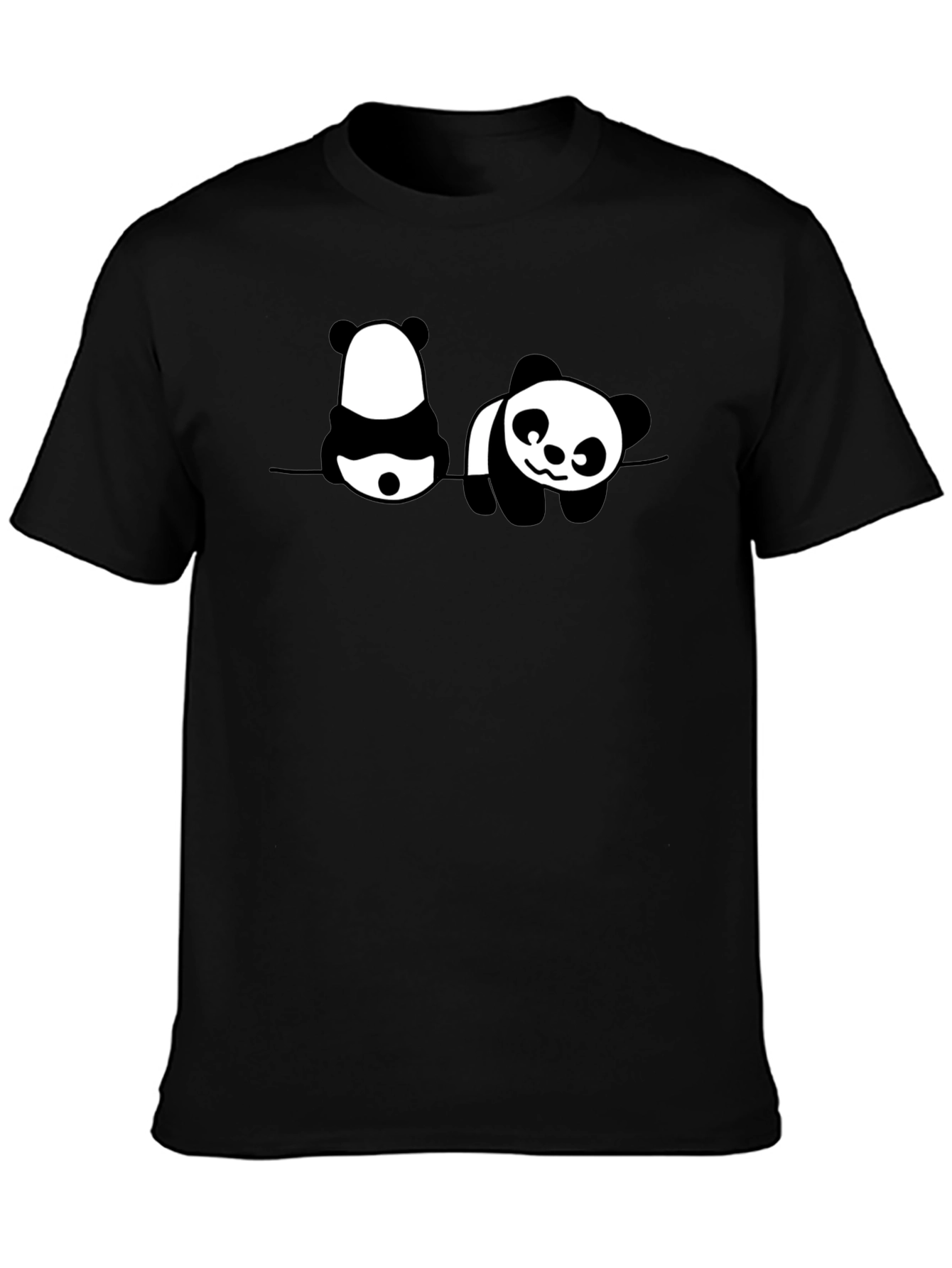 Panda Print Mens Black Graphic T-Shirt
