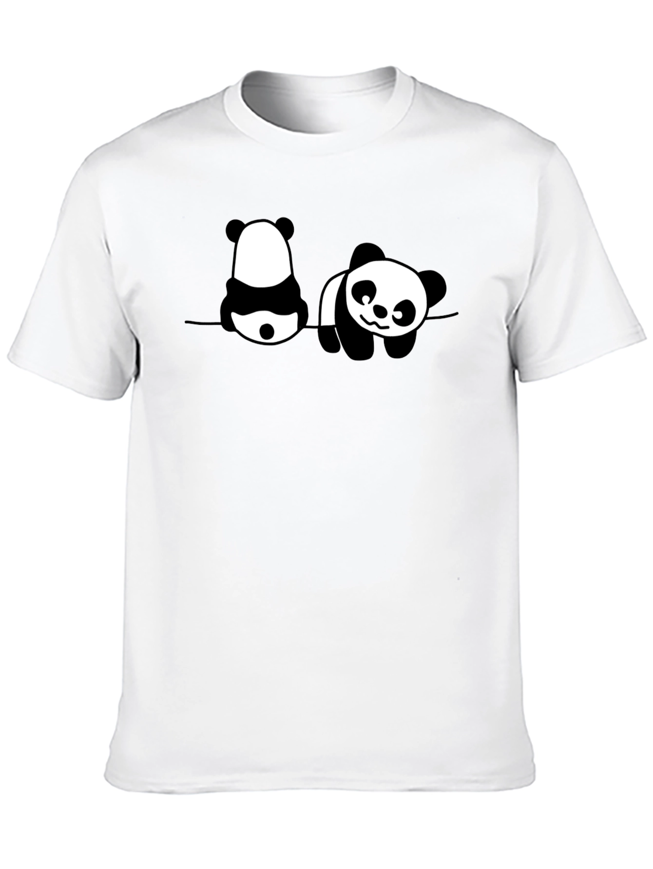 Panda Print Mens Black Graphic T-Shirt