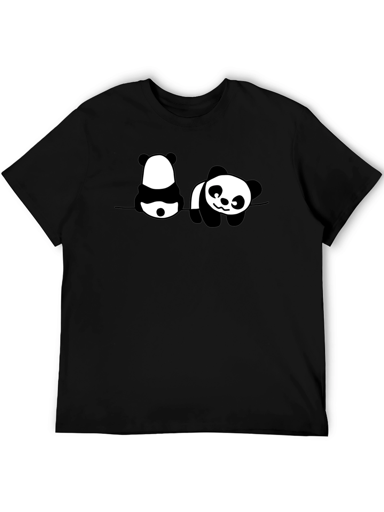 Panda Print Mens Black Graphic T-Shirt