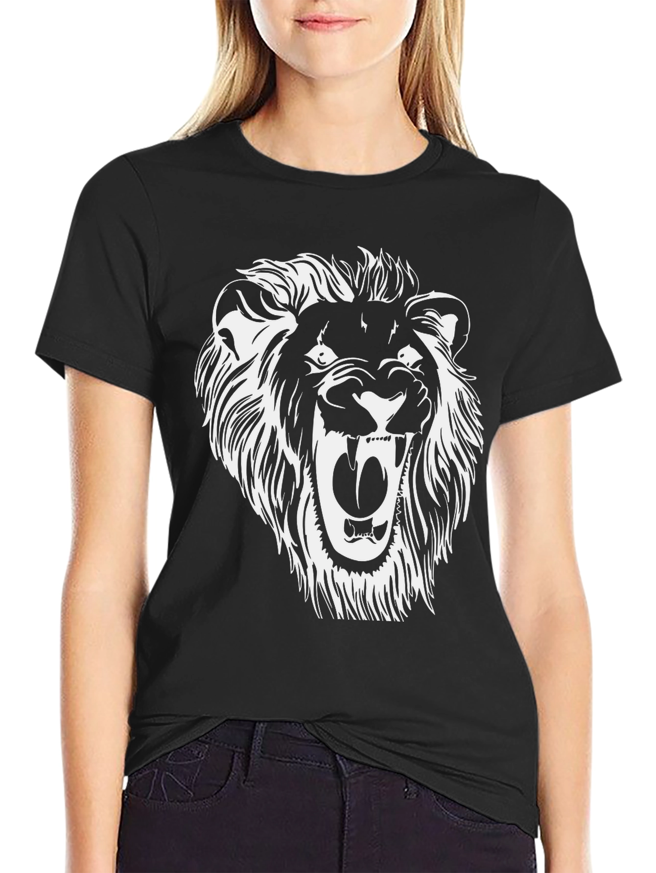 Lion Graphic Tee - Black Cotton Blend